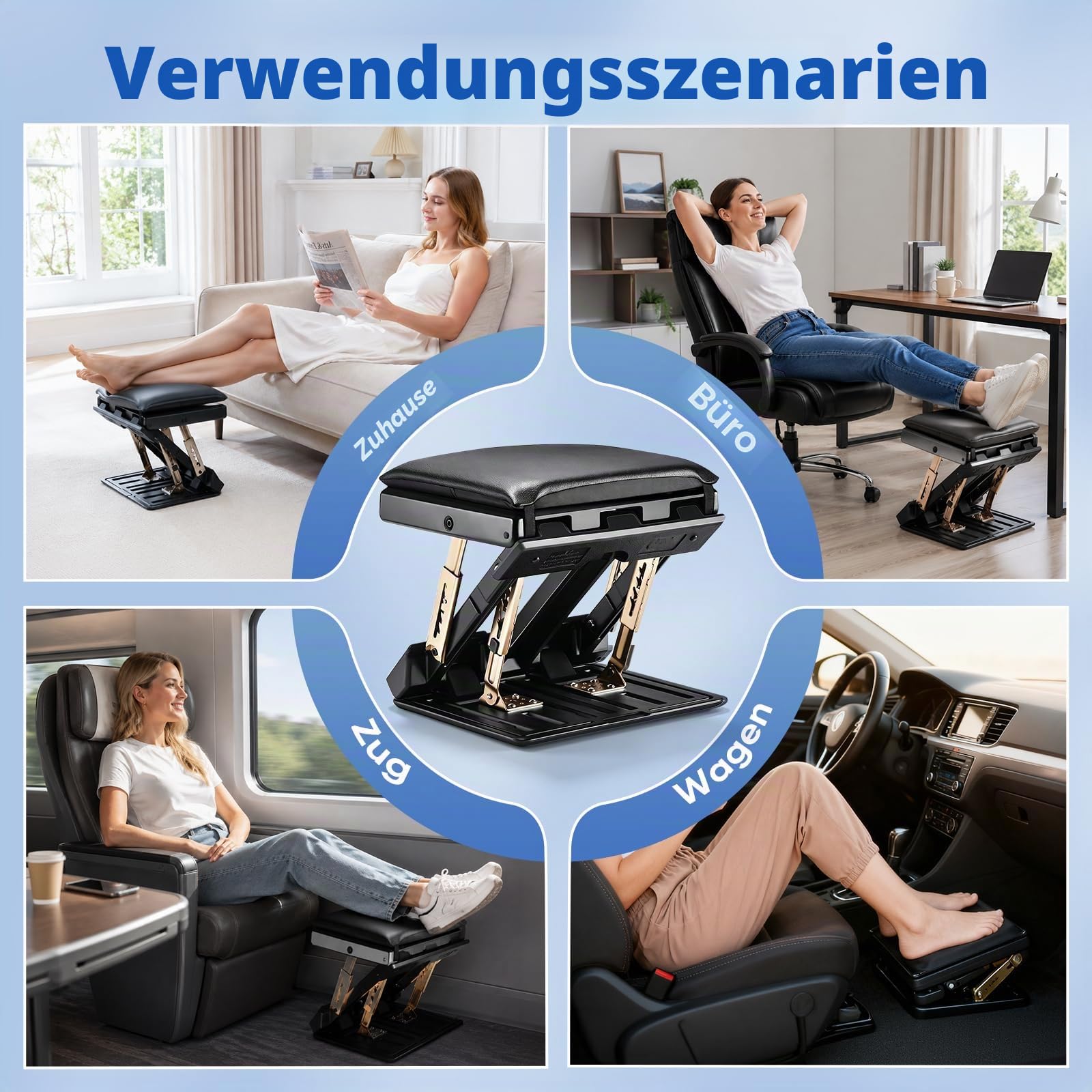 Fußstütze für Büro, Fussstütze Unterm Schreibtisch mit 4 Einstellbaren Höhen und 4 Einstellbaren Neigungswinkeln, Lindern Bein Knie und Rückenschmerzen, für Büro und Bürozubehör zu Hause