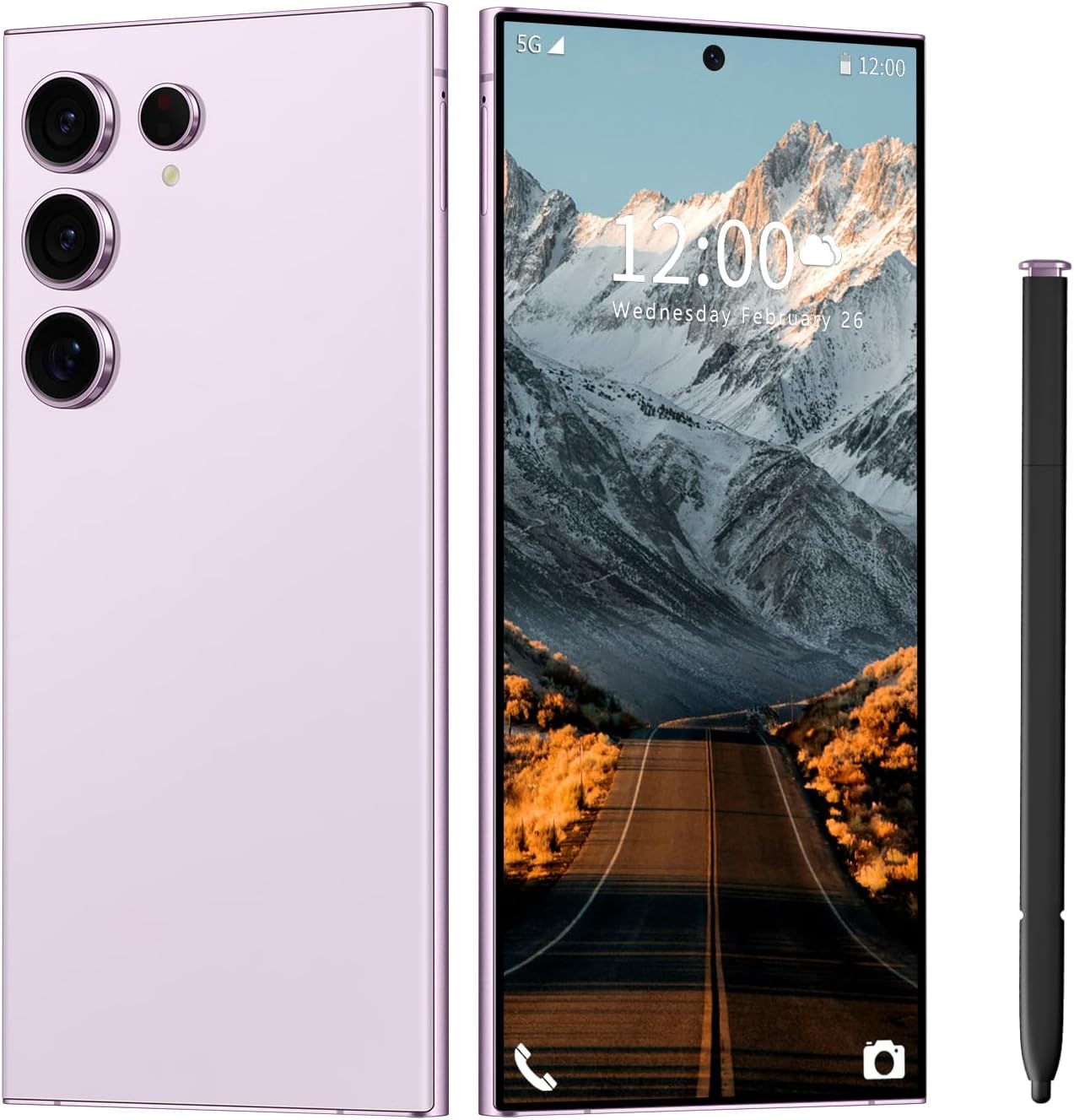 Huness I23 Ultra Smartphone Unlocked Cell Phone,Built in Pen,Battery 6800mAh 6.8" HD Screen Unlocked Phone,Android 13 6+256GB with 128GB Memory Card, Face ID/Fingerprint Lock/GPS (Purple)