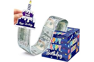 Blue Happy Birthday Picture Surprise Box with Transparent Bags, Card, Fun Gift for KidsAdults