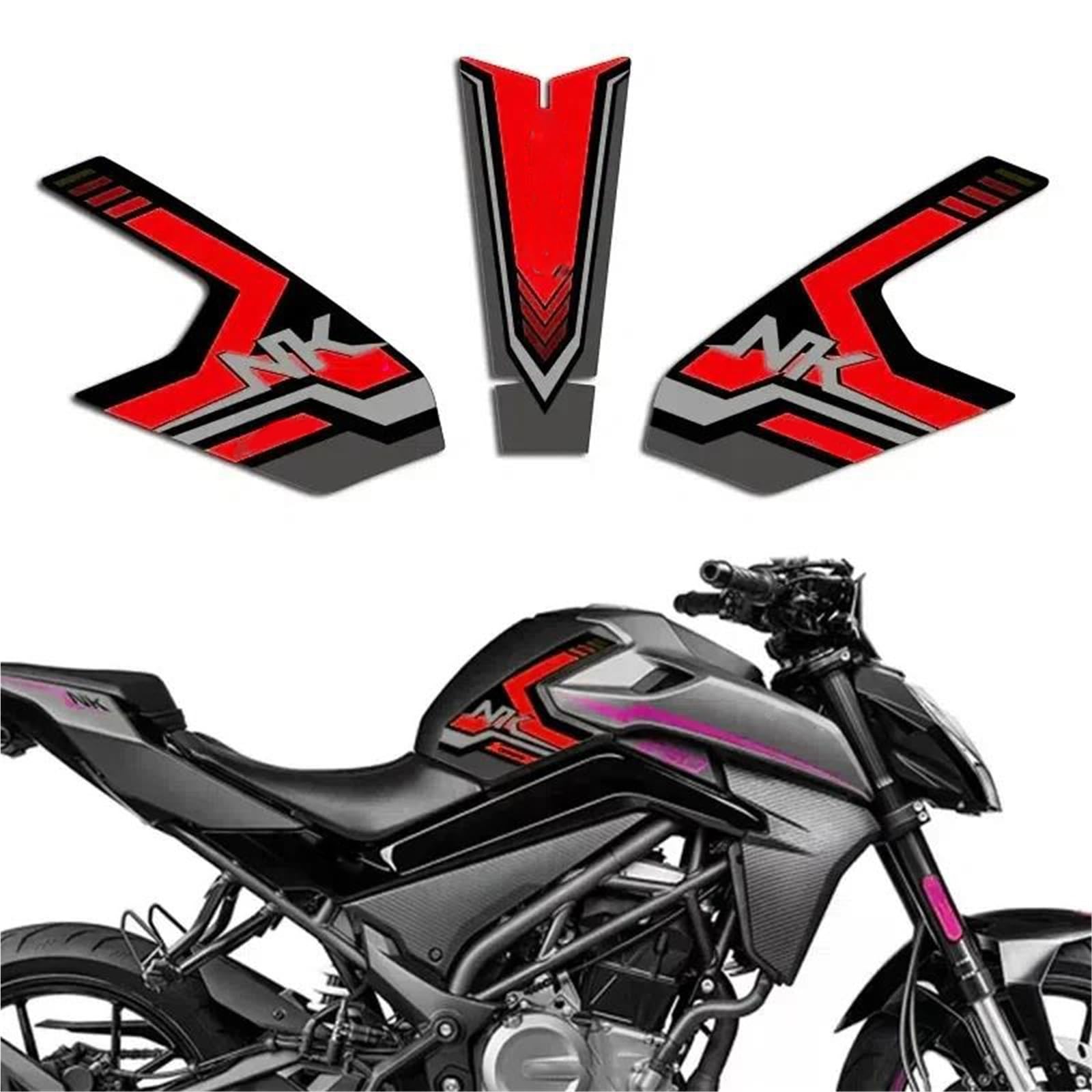 Decorative Sticker Motorcycle Fuel Tank Sticker Decal Pad Protector Accessories Set for CFMOTO 250NK 250 NK 2021(Black- Silver)