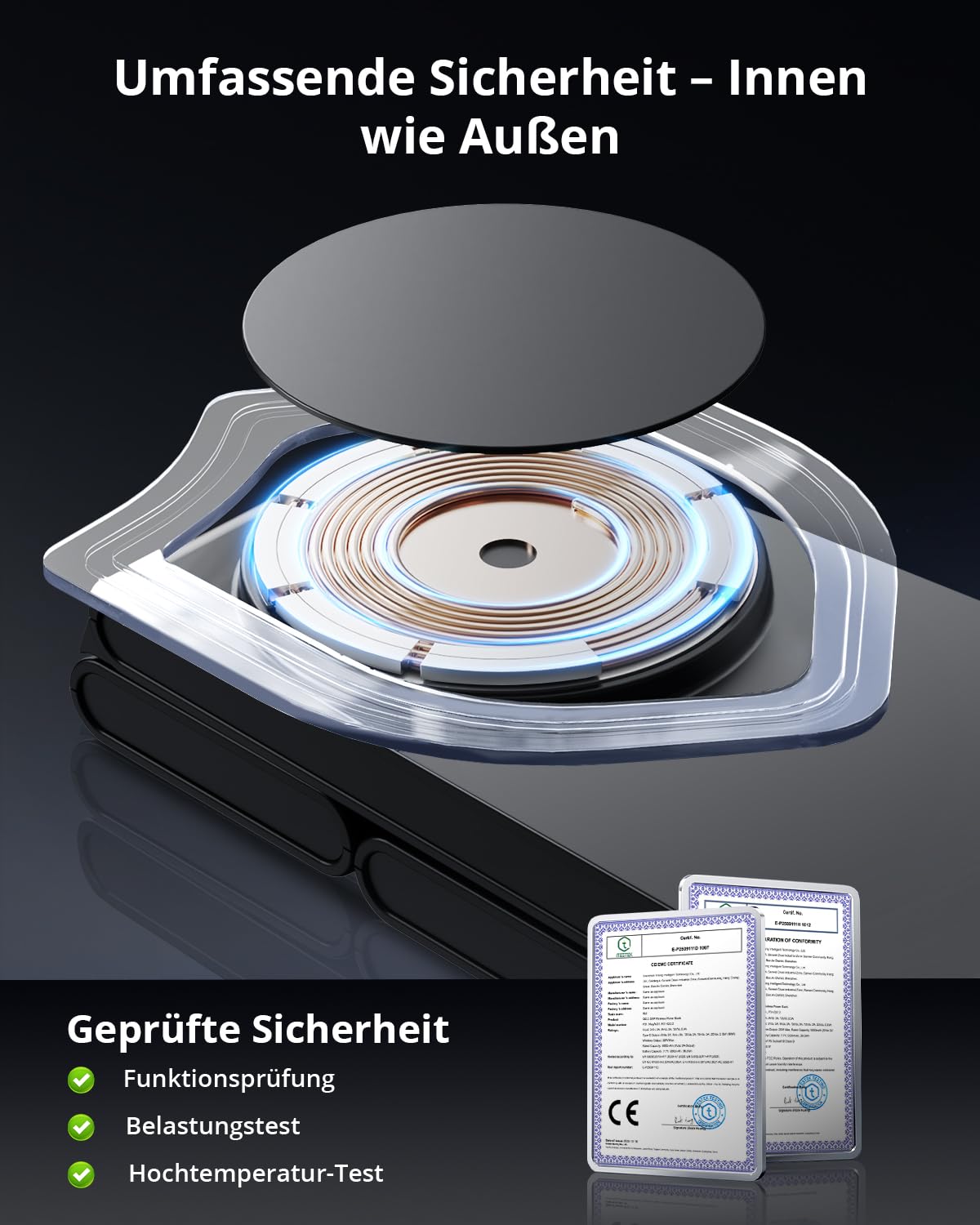 GEEKERA 3-in-1 Faltbar Ladegerät für Mag-Safe, Induktive Ladestation für Apple Watch und iPhone, Induktionsladegerät Kompatibel mit iPhone Air/17/16/15/14/13/12, Apple Watch 11-2, AirPods, Mattschwarz