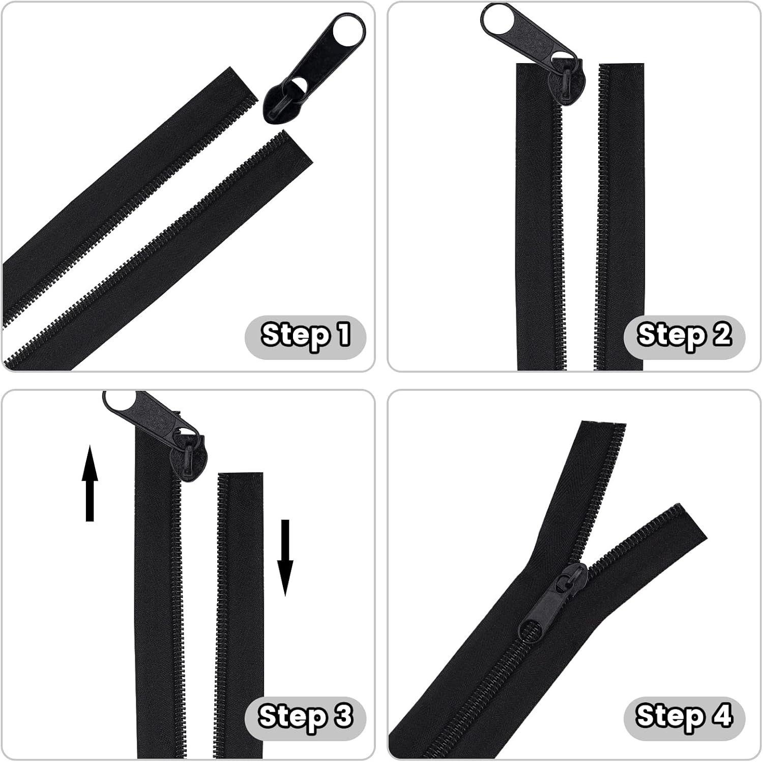 DOITEM 10 Yards Nylon Coil Zipper by The Yards, #3 Bulk Zippers for DIY Sewing Craft Bags with Replacement 20PCS Sliders (Black, #5) image 4