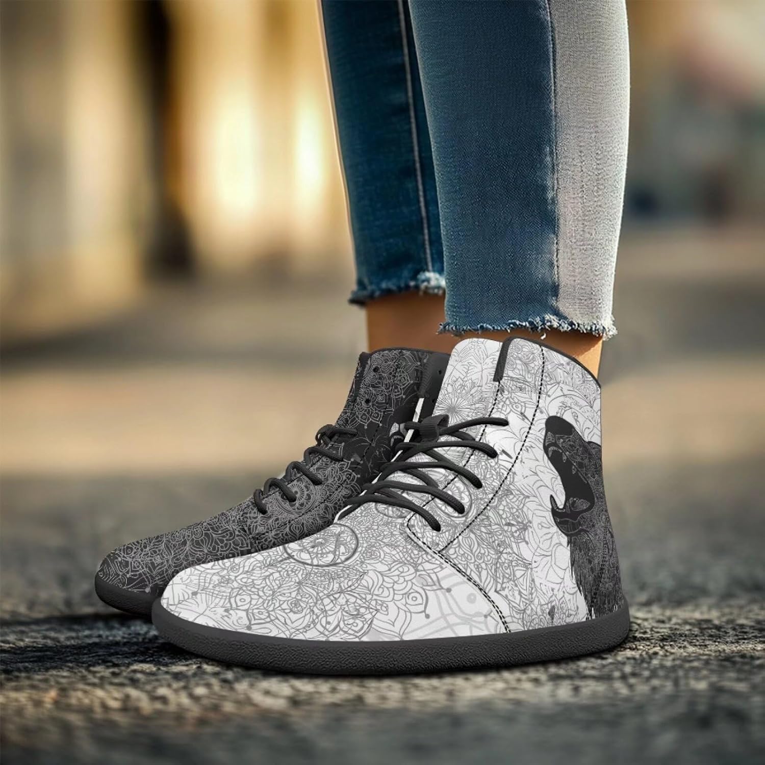 Binienty Wide Box Barefoot Shoes Men Women Wolf High Top Minimalist Ankle Boots Anti Skid Zero Drop Sole