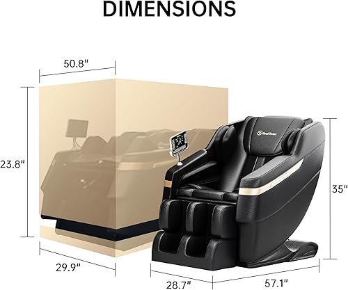 Miniatura 2 de Real Relax Silla de masaje de cuerpo completo de gravedad cero, silla de masaje de instalación minimalista, 6 modos automáticos, 8 rodillos de