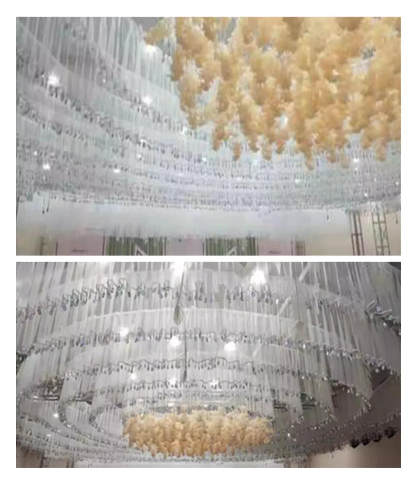 Rideau de Gaze Plafond Mariage, Ceinture à Paillettes, Pompon