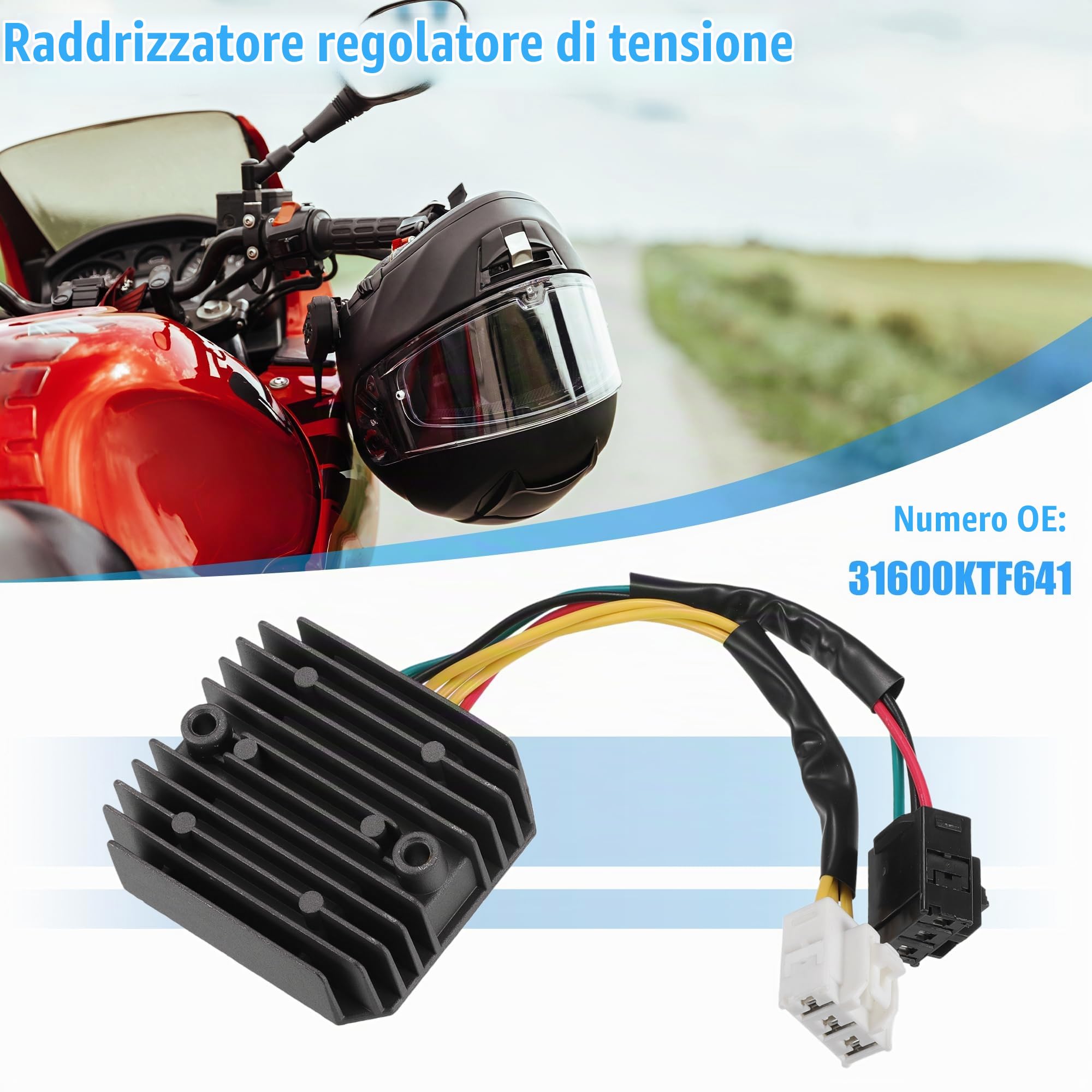 A ABSOPRO Regolatore Di Tensione Rettificatore Per Honda SH125i 05-13 | Metallo, Plastica, Nero, Grigio, 89x80x27.5mm, OE 31600KTF641, Foro 7.6mm, Per Honda SH150i 05-09, SH150iA/A.C 10-12