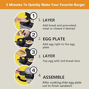 AIZYR Double Mini Burger Maker Sandwich Maker Non Coated, Multifunctional Burger Press Machine Breakfast Machine for Making Breakfast, Lunch, Snacks