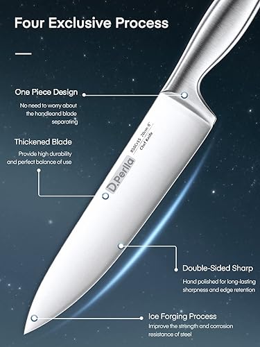 Miniatura 4 de D.Perlla Juego de cuchillos de cocina de 14 piezas con soporte para cuchillos de acrílico transparente, cuchillo de chef súper afilado de acero