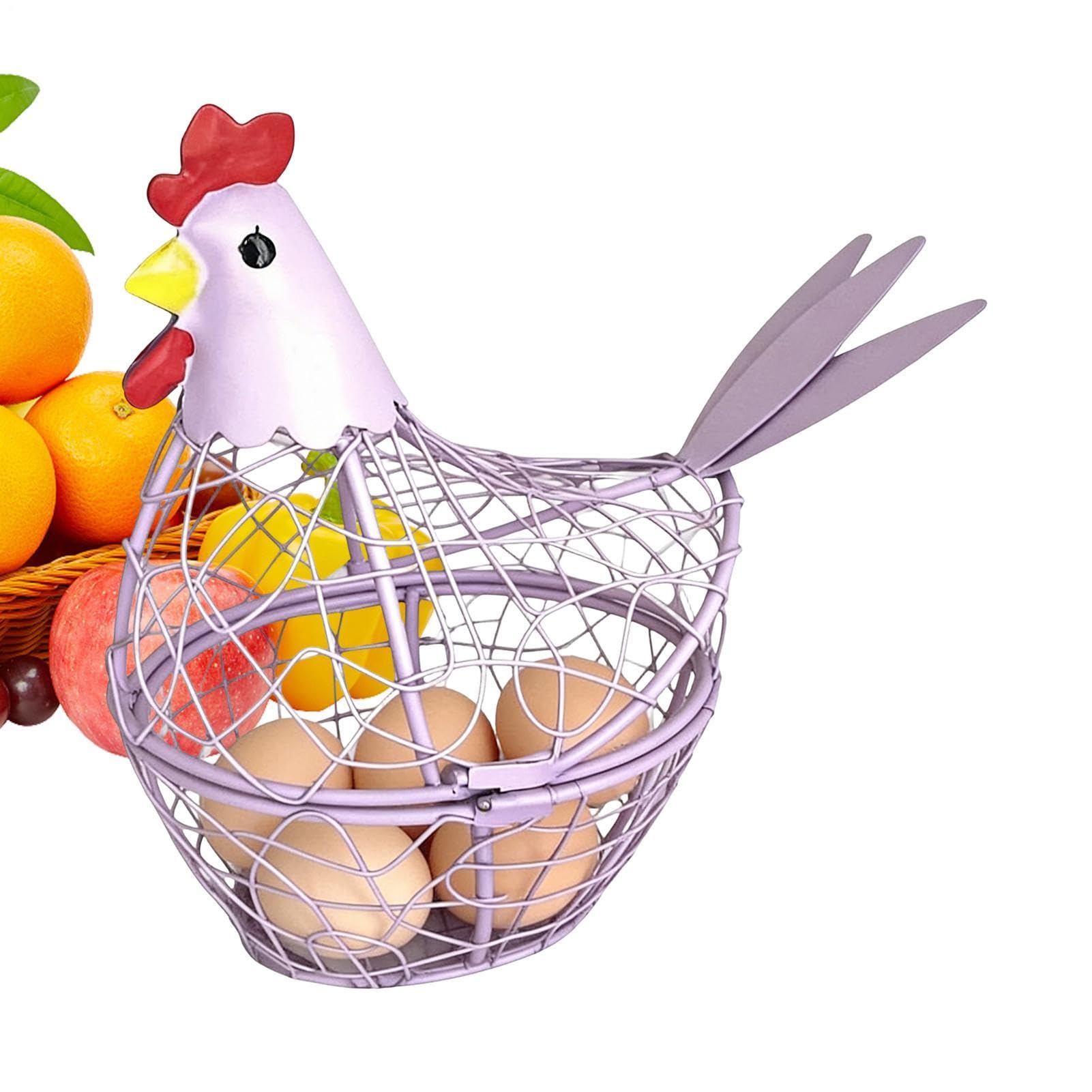 Cesto de huevos y soporte metálico decorativo rústico para frutas y aperitivos