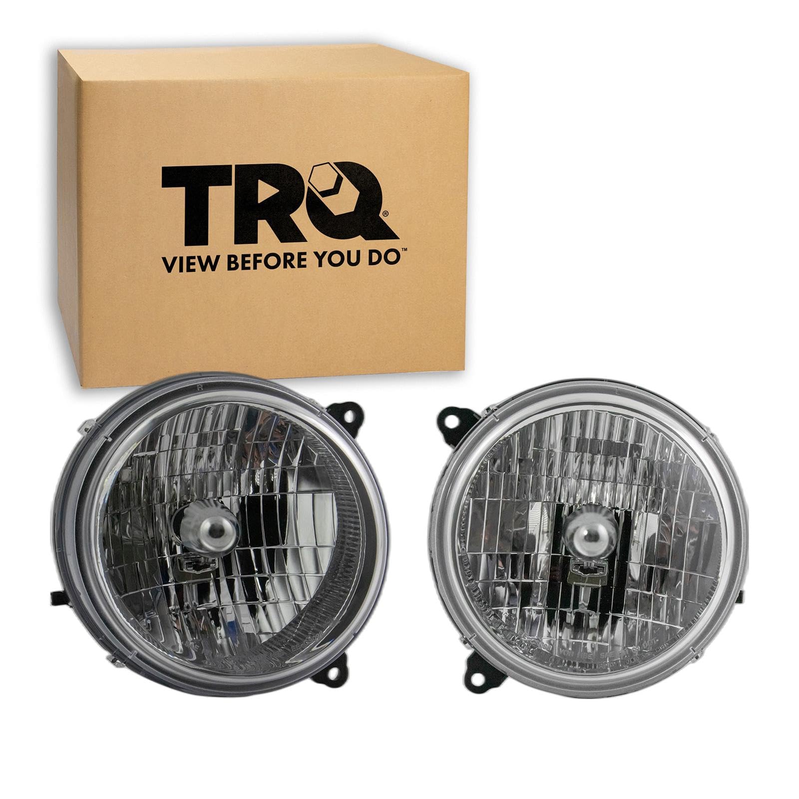 TRQ Headlight Assembly Set CH2502146 CH2503146 Compatible with 2003-2004 Jeep Liberty