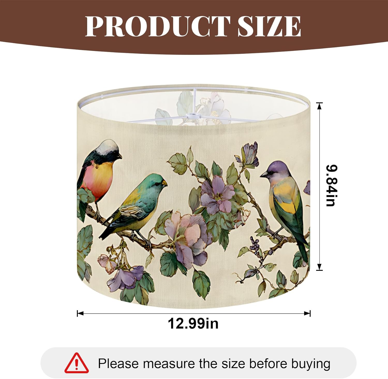 Table Lamp Shade, 13”W x 10”H HD Printing Geometric floral leaves marble Lampshade, Lamps shades, Modern Lampshade Decor for Table and Floor Lamps (Purple Flower)