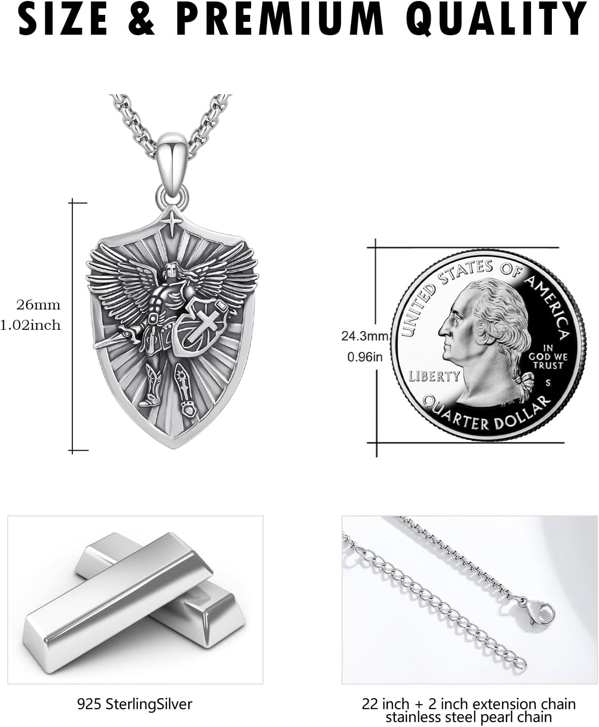 925 Sterling Silver St Michael/St Benedict/Virgin Mary Miraculous Medal Necklace Protection Amulet Pendant Catholic Medallions Jewelry - Image 6