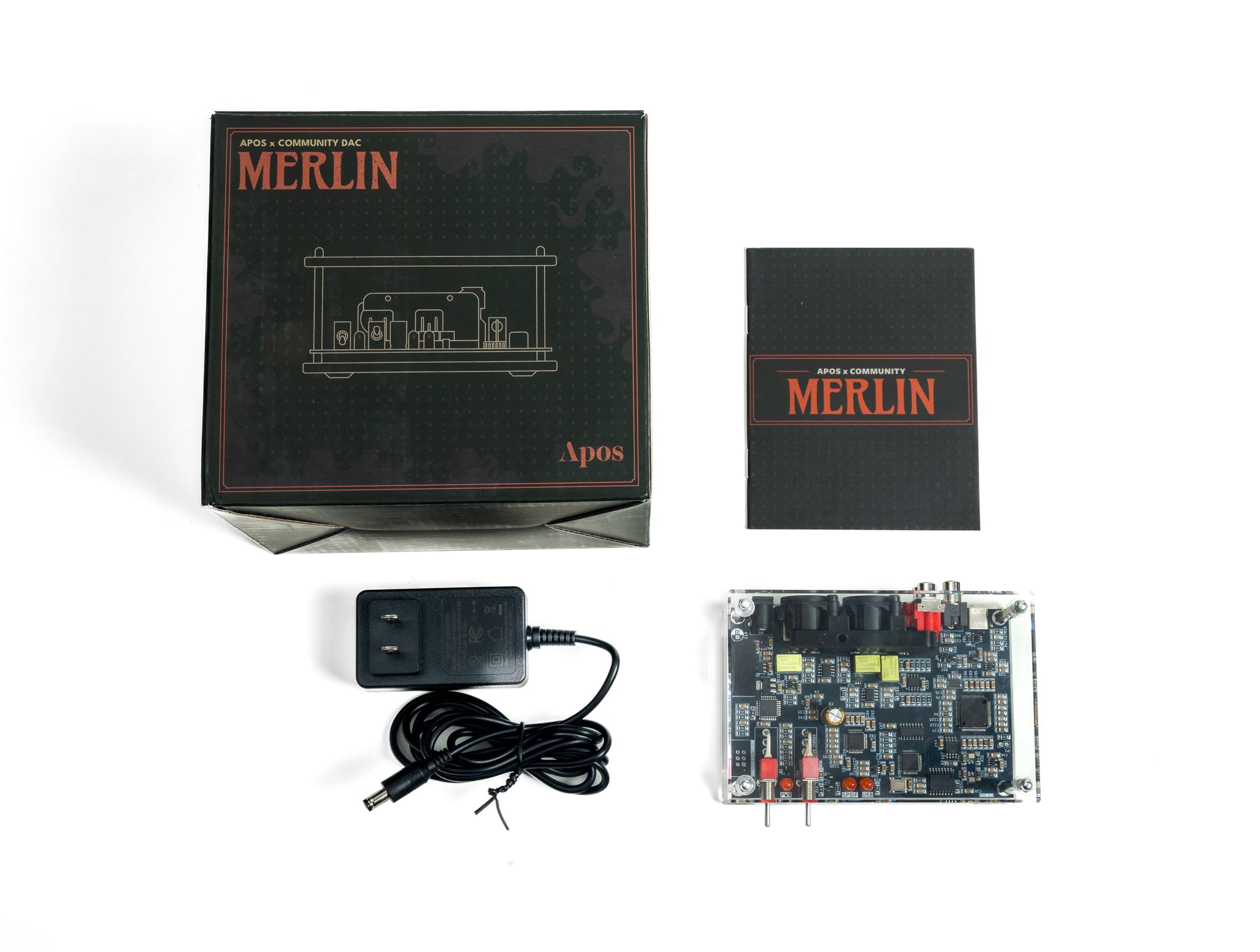 Apos x Geshelli Merlin AKM Desktop DAC, 32-bitowy/768 kHz Hi-Fi dekoder audio AK4493, DSD512, wejście USB typu C, wyjścia XLR i RCA, konwerter audio Hi-Res do słuchawek, wzmacniaczy i monitorów