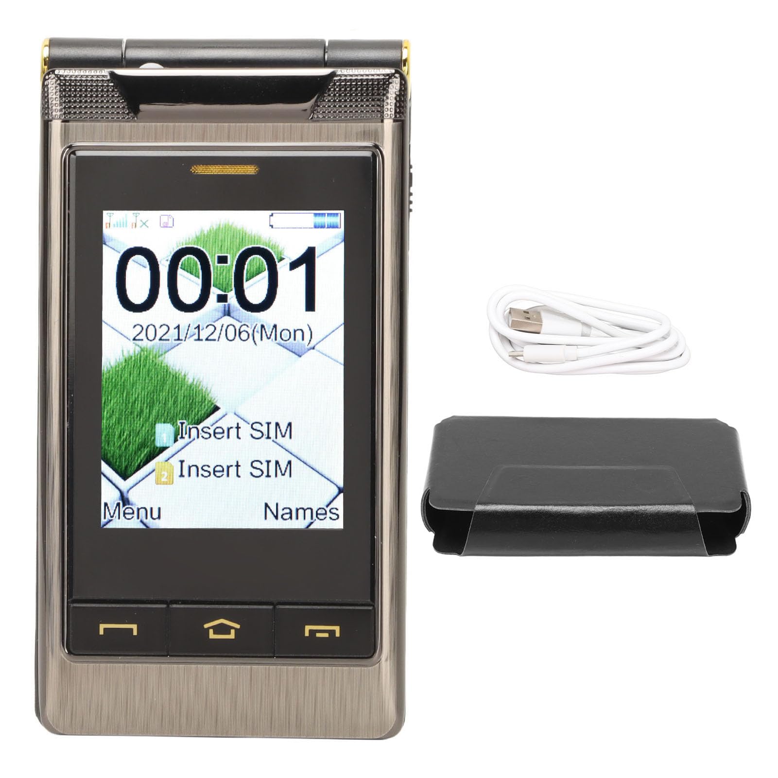 Telefon Komórkowy 3G GSM, Telefon Komórkowy 3.0 w Klapce dla Seniorów, Telefon Komórkowy z Dwiema Kartami SIM z SOS/Dużym Przyciskiem/wyczyść Połączenie (niszczą kolor)
