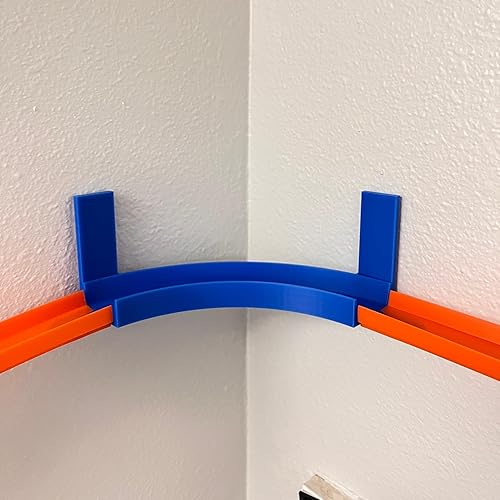 Miniatura 10 de Riel de montaje en pared de esquina compatible con Hot Wheels  Giro de 90 grados con adhesivo extraíble para montaje en pared  Fabricado en Estados
