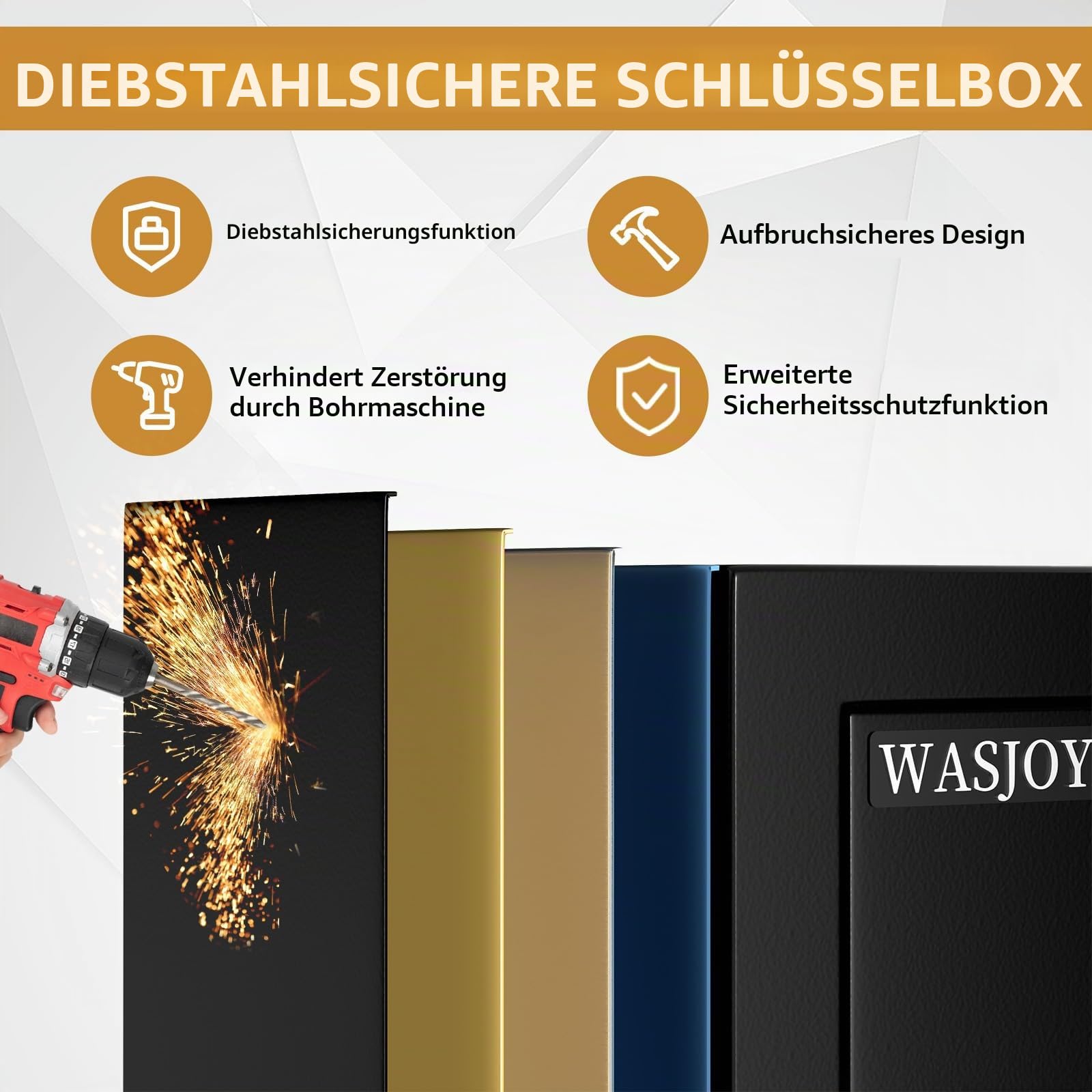 WASJOYE 100 Schlüssel Schlüsselkasten, Schlüsseltresor -35 * 10 * 30cm