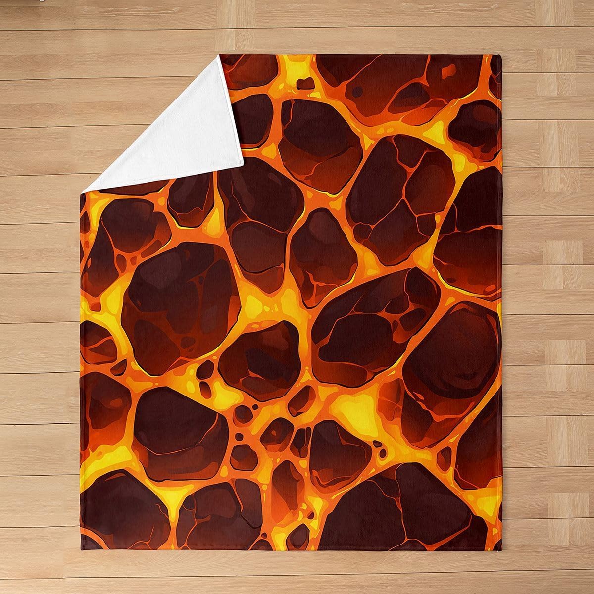 Erosebridal Burnt Orange Fuzzy Blanket Throw Size, Hot Lava Magma Image Fleece Blanket for Bed Sofa Couch, Brown Rock Stone Sherpa Blanket, Warm Soft Lightweight Natural Landscape Throw Blanket