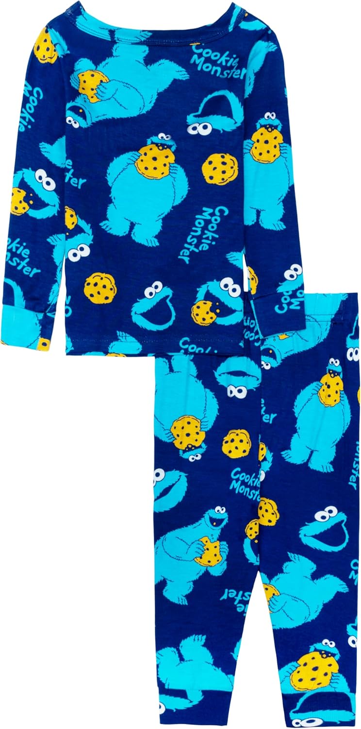 Sesame Street Boys' 2-piece Snug-fit Viscose Matching Long-Sleeve Pajama Set, Soft & Cute for Kids
