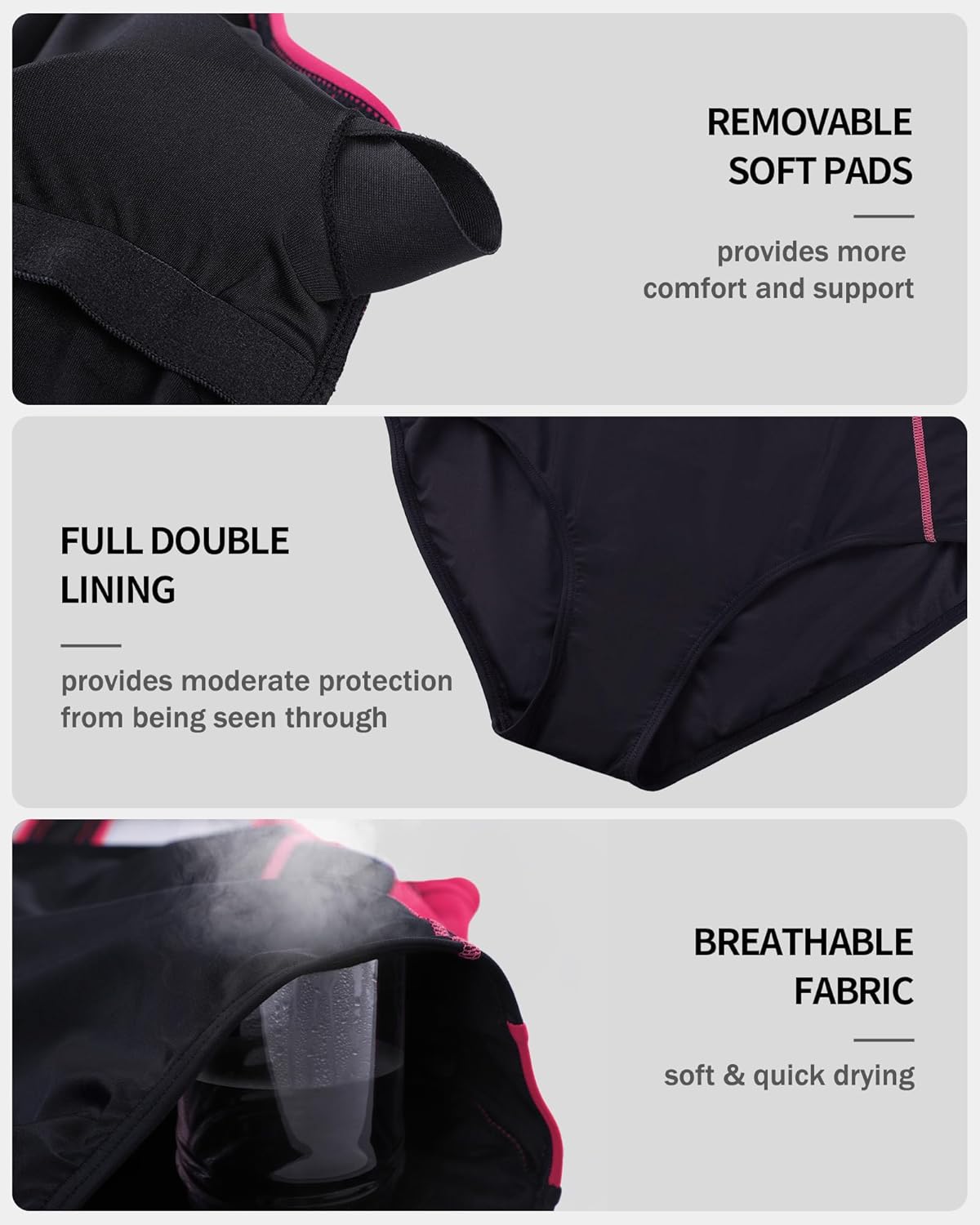 beautyin Plus Size Womens Swimsuit One Piece Athletic Racerback Bathing Suits - Image 3