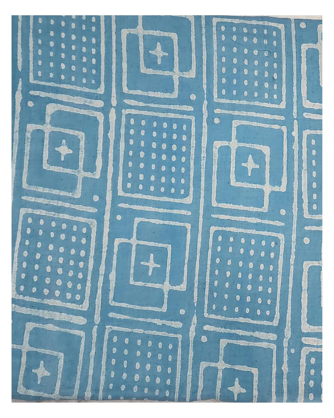Gouraiya Women's Pure Cotton Jaipuri Handblock Bagru Printed Running Dress Material Fabric for Kurti/Kurta Top/Salwar Suit/Shirt/Skirt || PRECUT by Meters 44 Inch Width (Turquoise, 2.5 Meter)-image-5