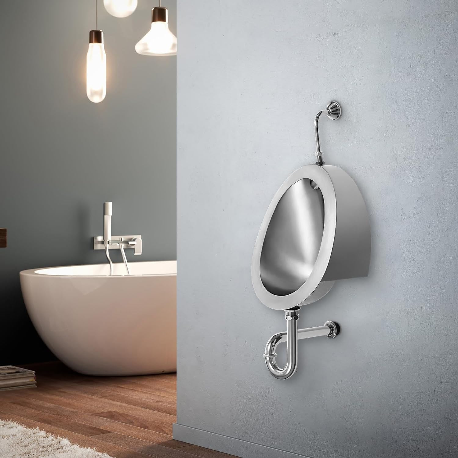 Système de chasse d'eau automatique anti-odeur pour urinoir en acier mural