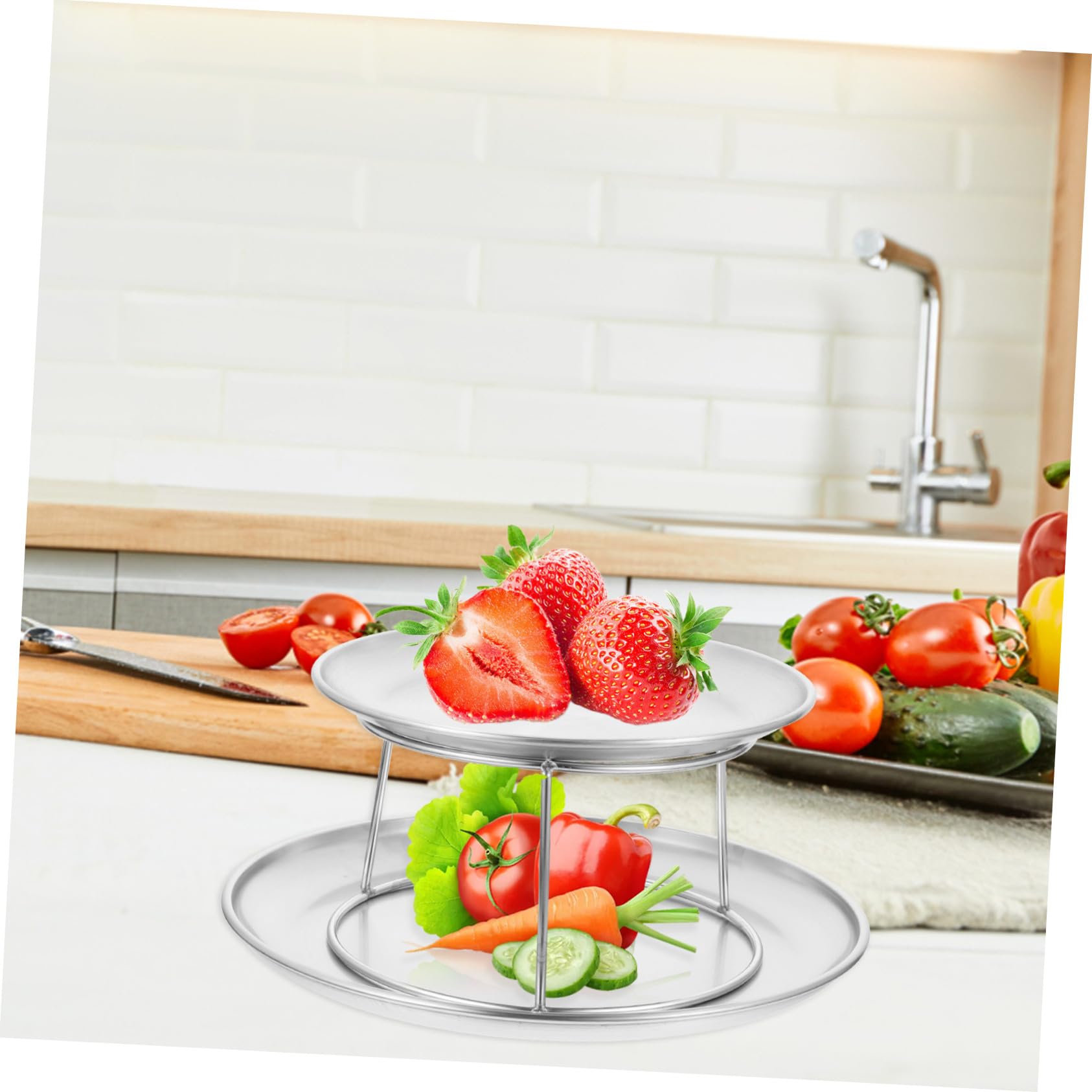Vassoio Portata in Acciaio Resistente per Dolci e Antipasti Supporto Elegante per Buffet Feste e Dessert per Frutta e Snack