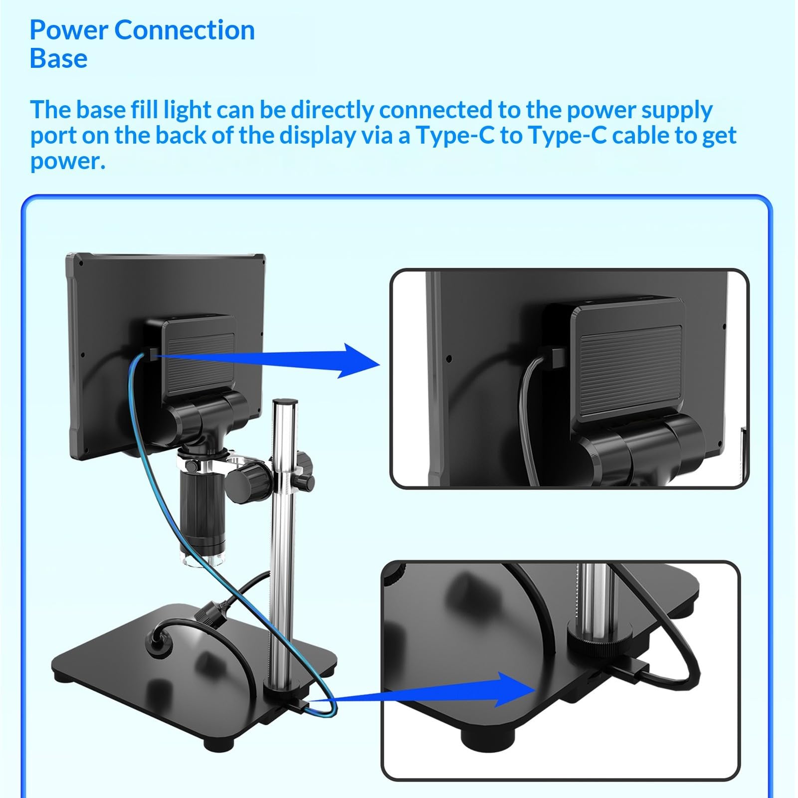 Microscopio digitale con display da 10,1 pollici ad alta definizione per immagini nitide ad ampio raggio e illuminazione integrata microscopio USB