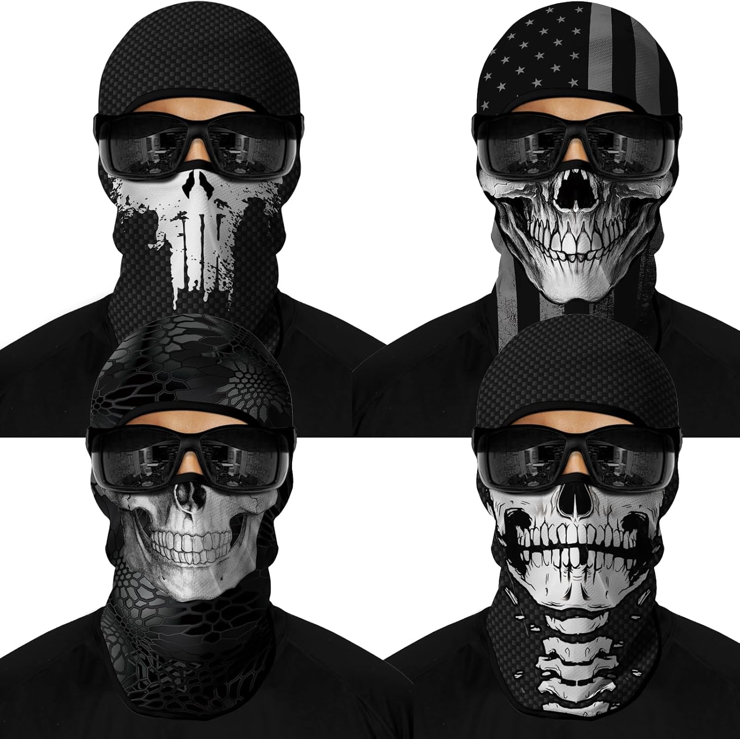 4PCS Balaclava Full Face Mask Ski Mask UV Protection Cover Motorcycle Full Face Mask for Men Women