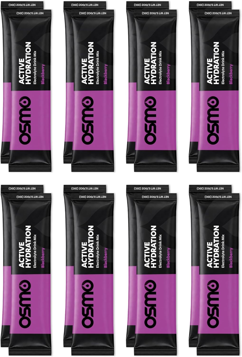 Osmo Active Hydration Electrolyte Powder - Includes Sodium, Magnesium, Potassium, Carbs & Vitamins, All Natural Ingredients, 3X Faster Hydration, Boosts Power & Endurance - 16 Packets, BlackBerry