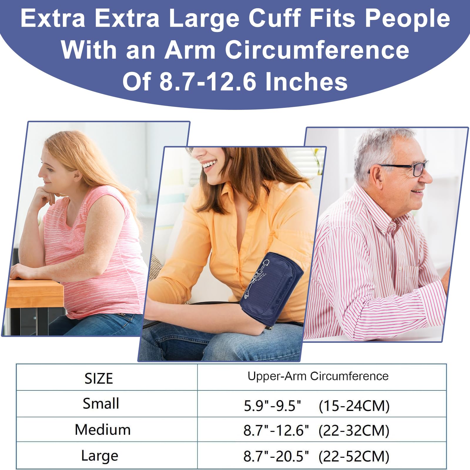 Brazalete de presión arterial para brazos grandes (22-32 cm), brazalete de repuesto para monitor BP compatible con Omron y la mayoría de marcas, incluye 6 conectores, brazalete ajustable para la parte