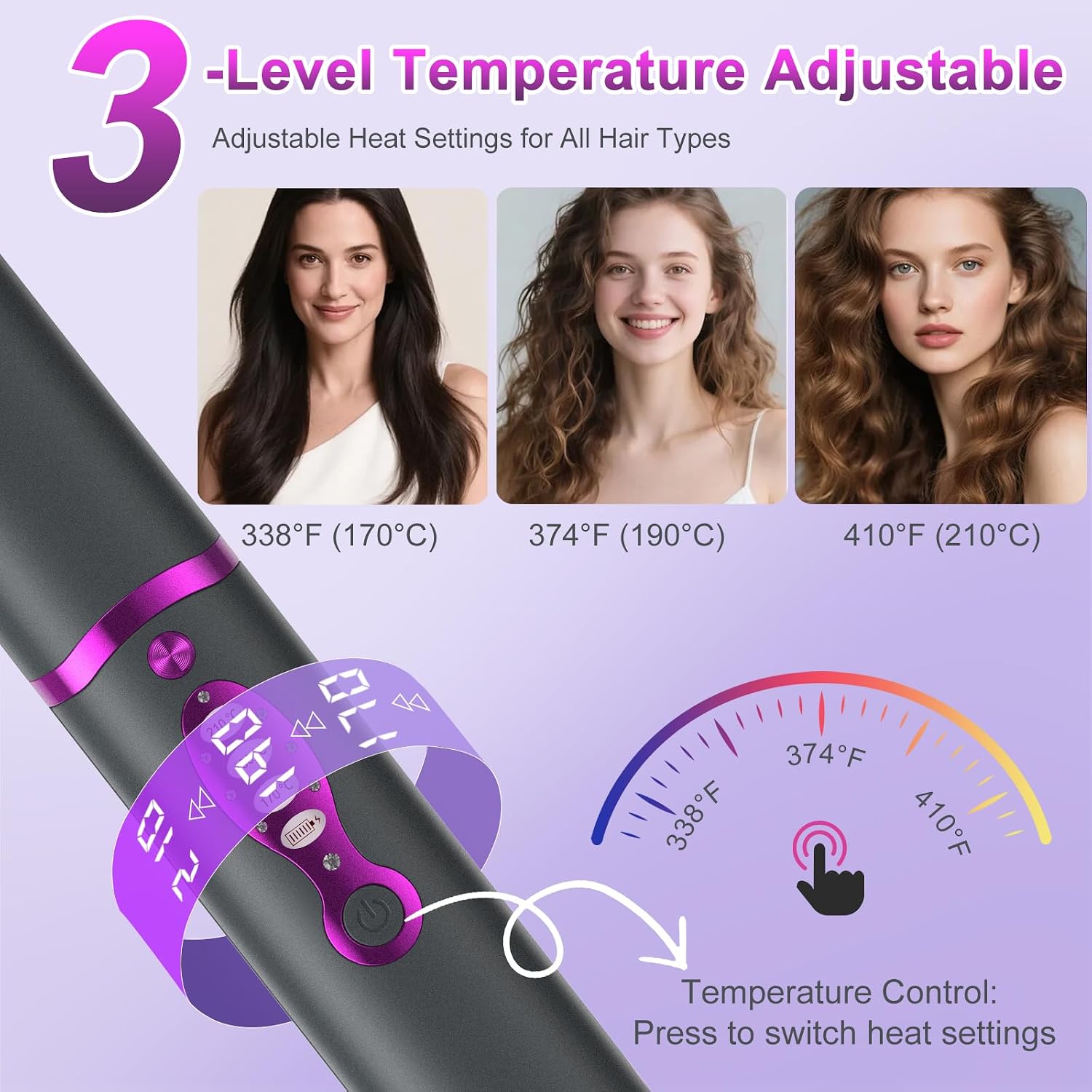 2-in-1 Cordless Hair Straightener & Curler, Rechargeable Titanium Flat Iron, Portable Travel Mini Styling Tool with 3 Heat Settings, 2s Fast Heating, 5000mAh USB-C, Ideal Gift for Her, Gray