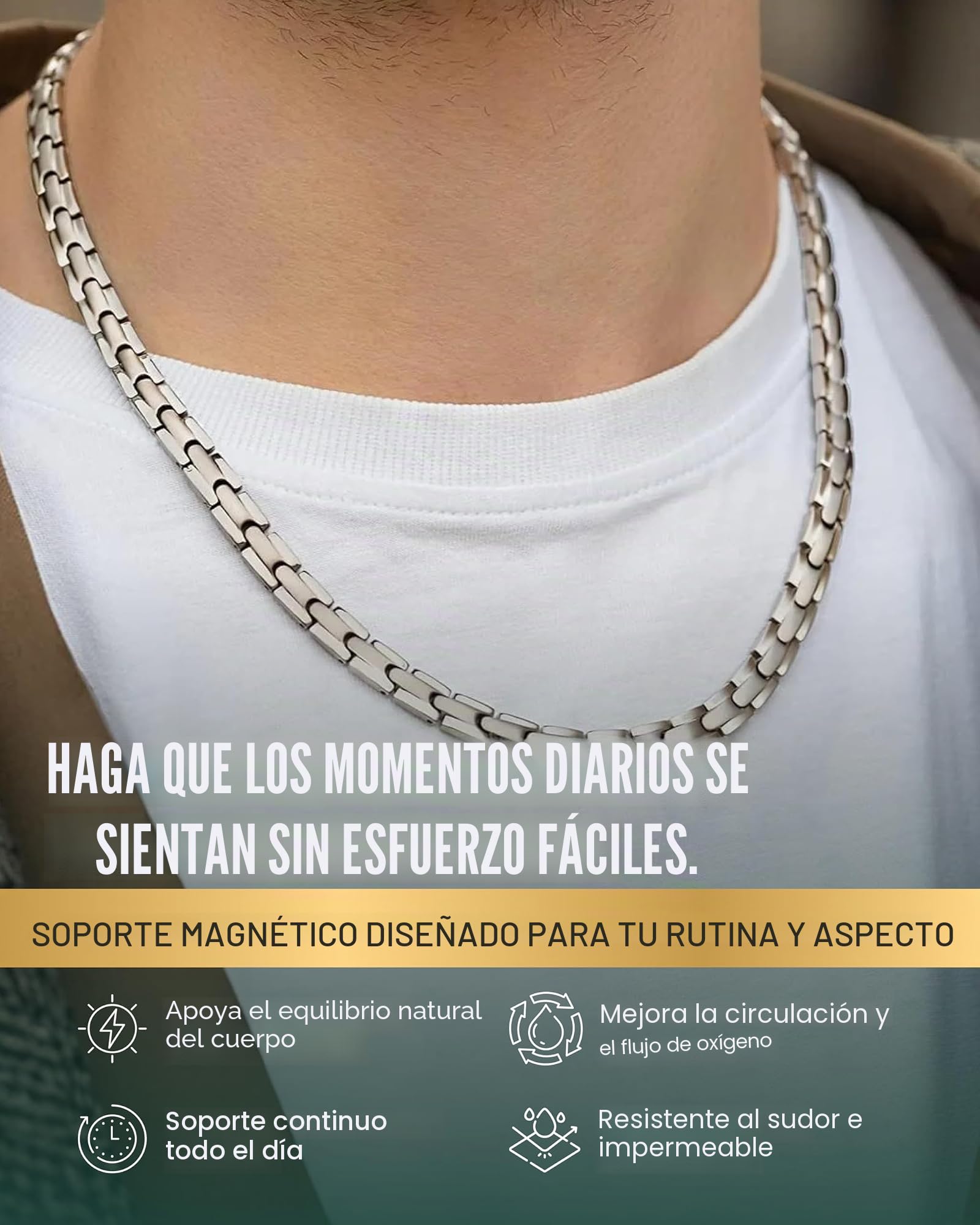 MagnetRX® Collar Magnético Terapéutico de Titanio - Collar Mujer y Hombre con Imanes Magnetoterapia para Alivio Natural de la Artritis, Dolor de Cabeza, Espalda, Hombro, Migrañas
