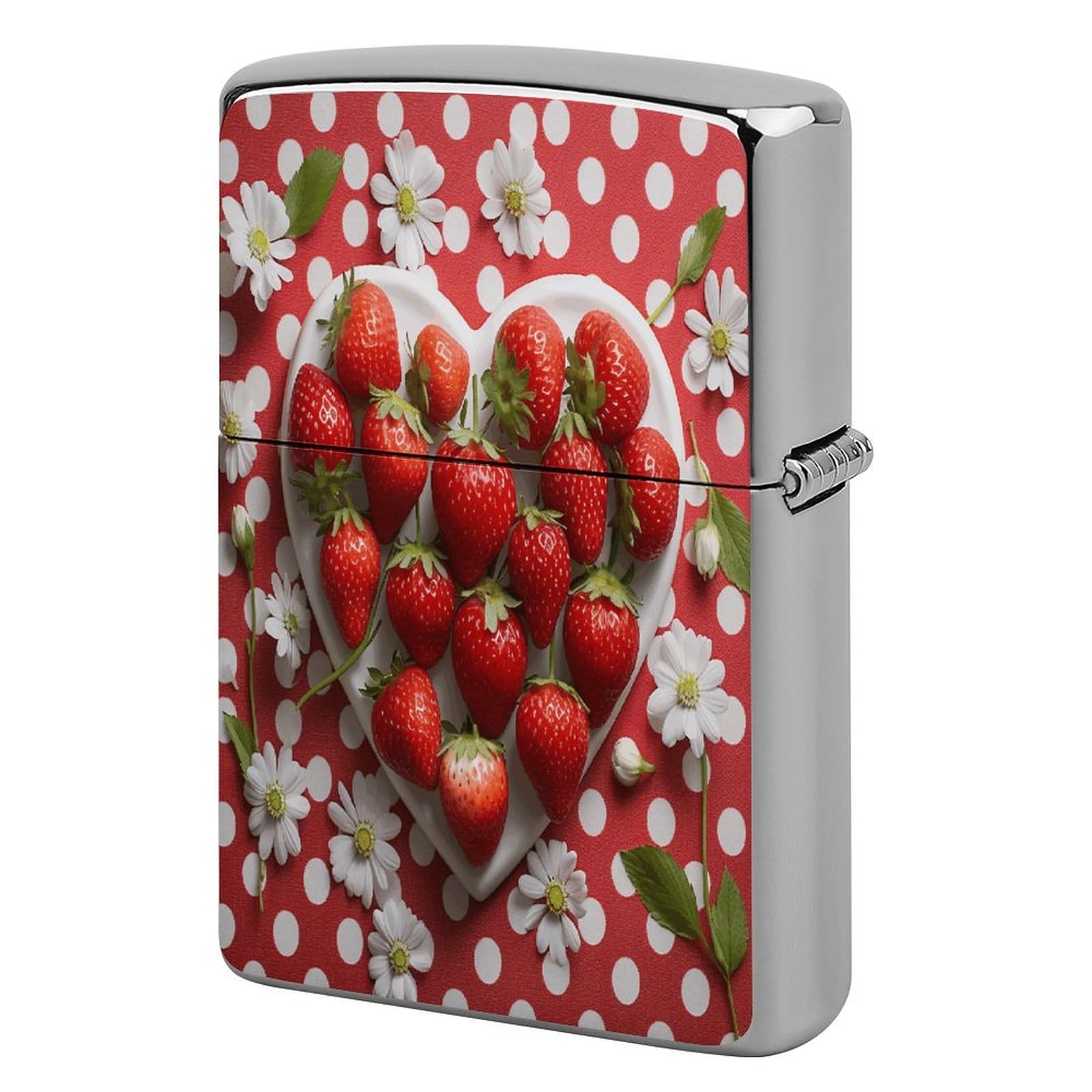 Btcowzrv Style A Plate Of Strawberries Metal Lighter Case Sleeve Cover Holder