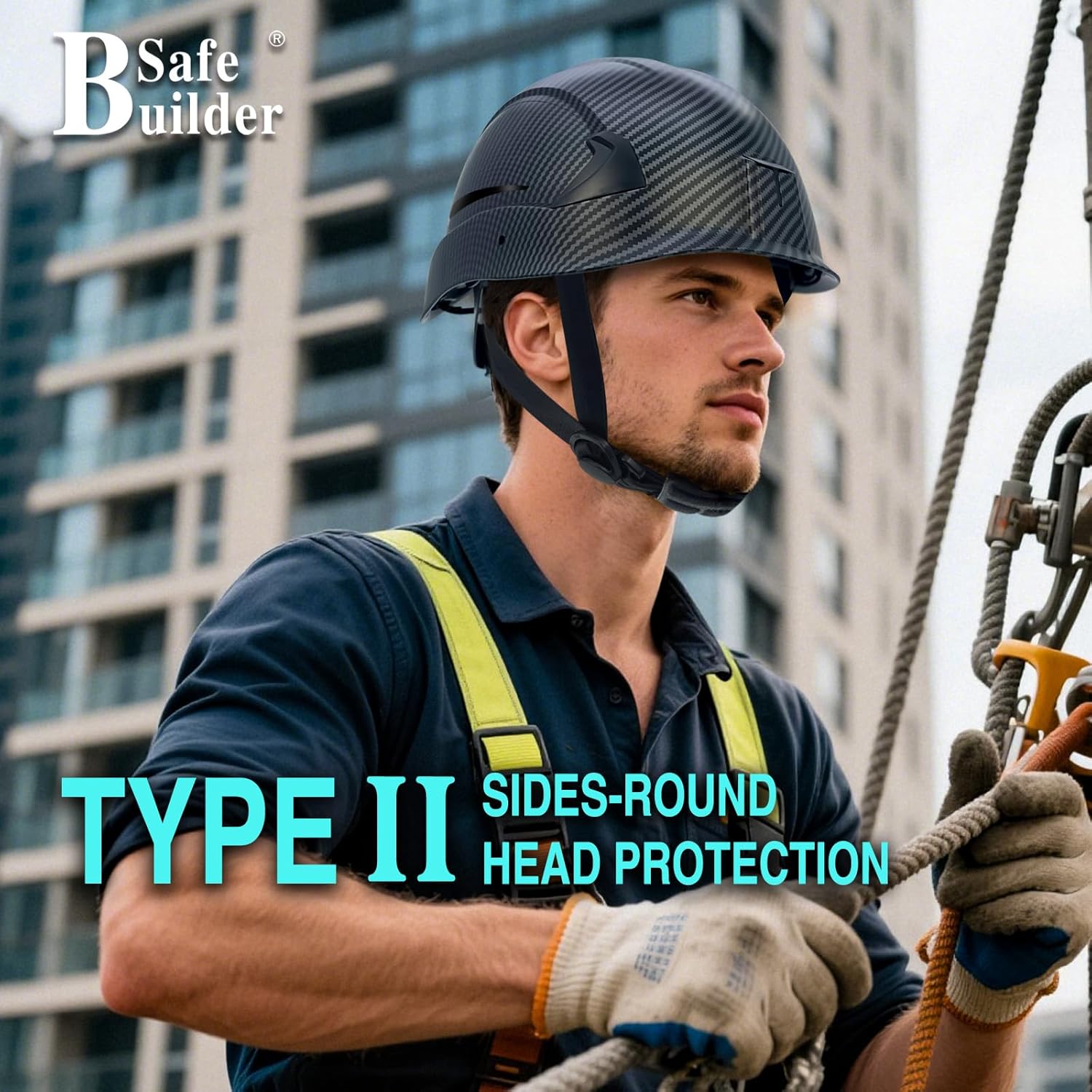SAFEBUILDER G2E Safety Helmet Type 2 Class E Hard Hats with EPS Foam Liner Lightweight Adjustable Size for Eletrical Construction Rescue Work at Height OSHA