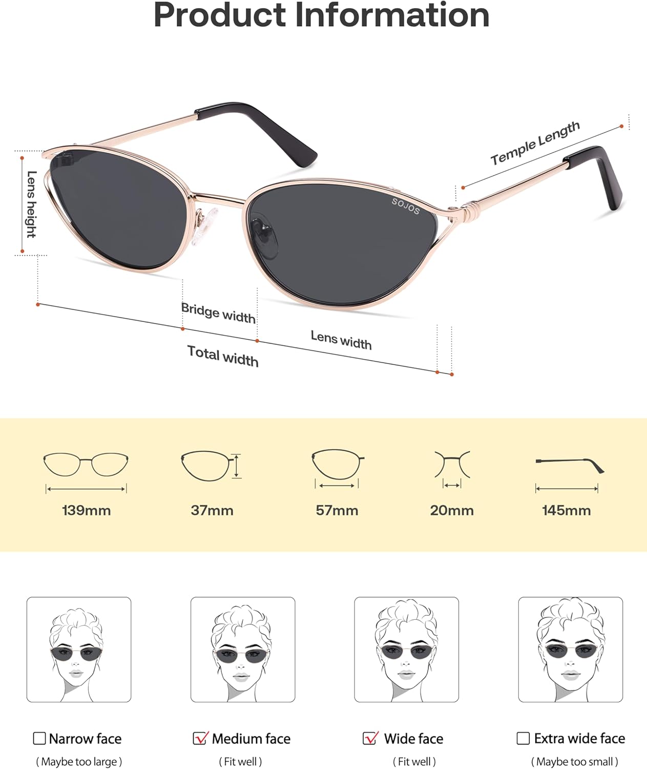 SOJOS Trendy Oval Polarized Sunglasses for Women,Retro 90s Cat Eye Shades SJ1254 - Image 6