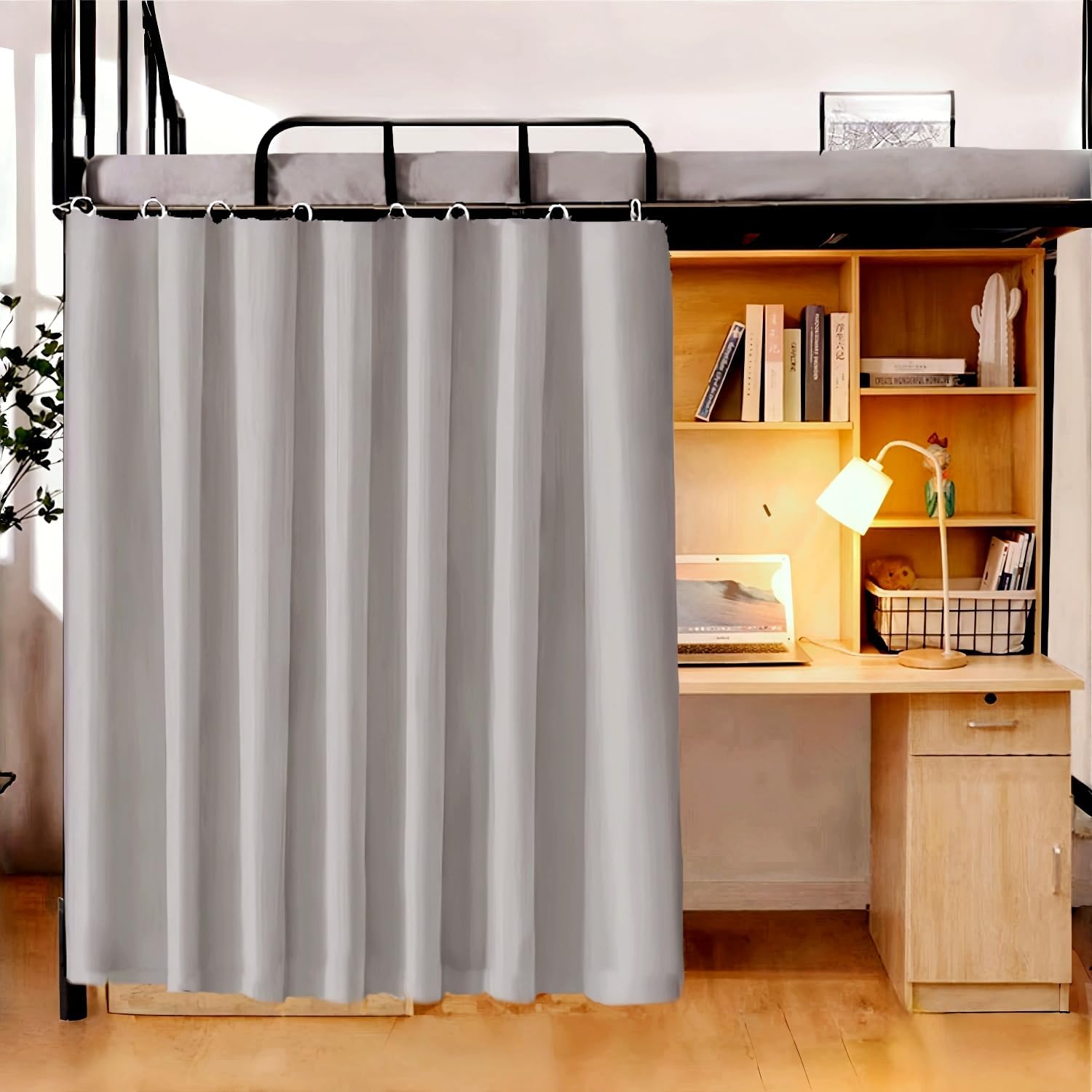 Gxi Grey Blackout Bottom Bunk Bed Curtain Privacy Canopy Single Bed Shading Decor Loft Under Dormitory Bed Curtain, 1PC