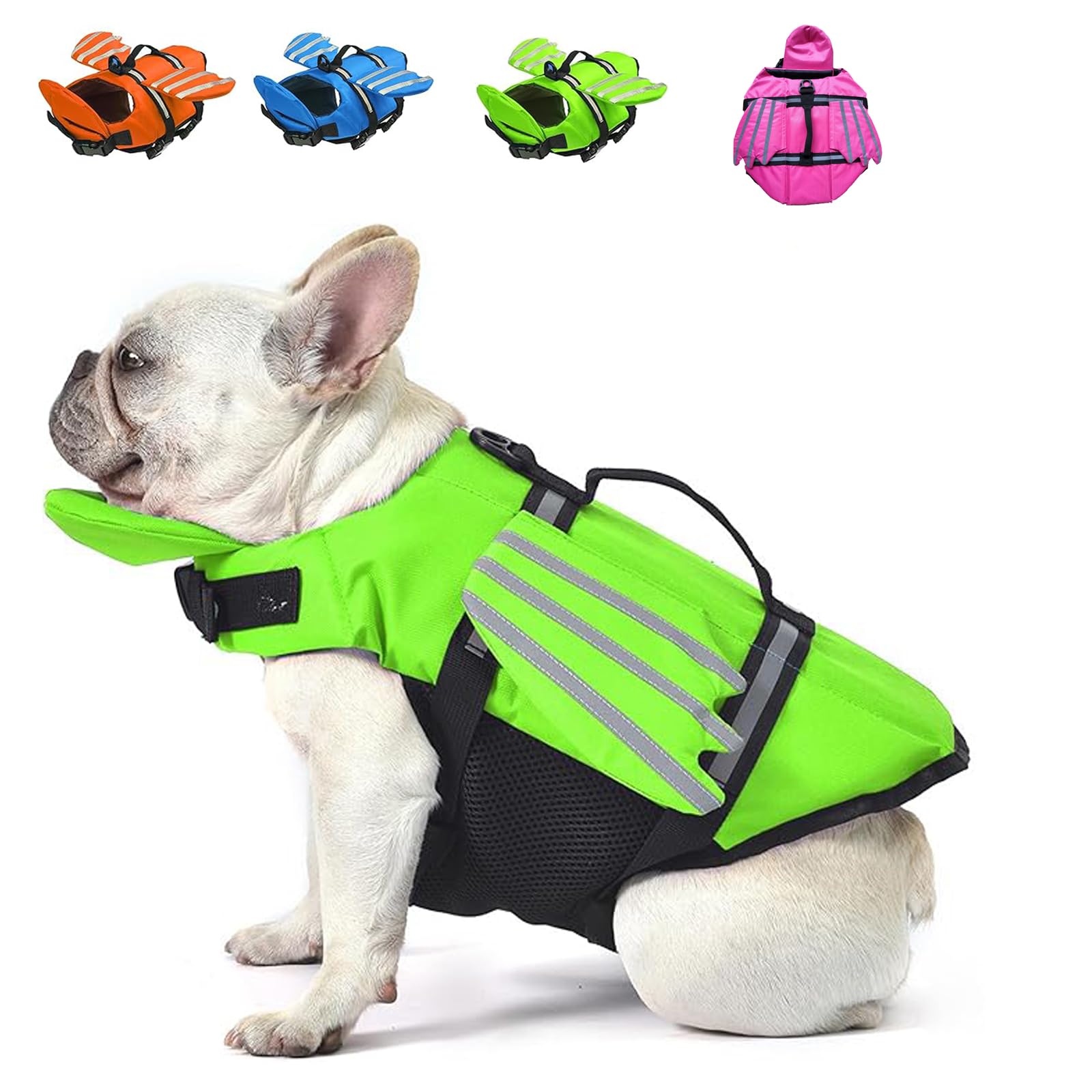 Chaleco Salvavidas Perro Alas Reflejantes con Flotador Mentón (Fluorescent Green,M)