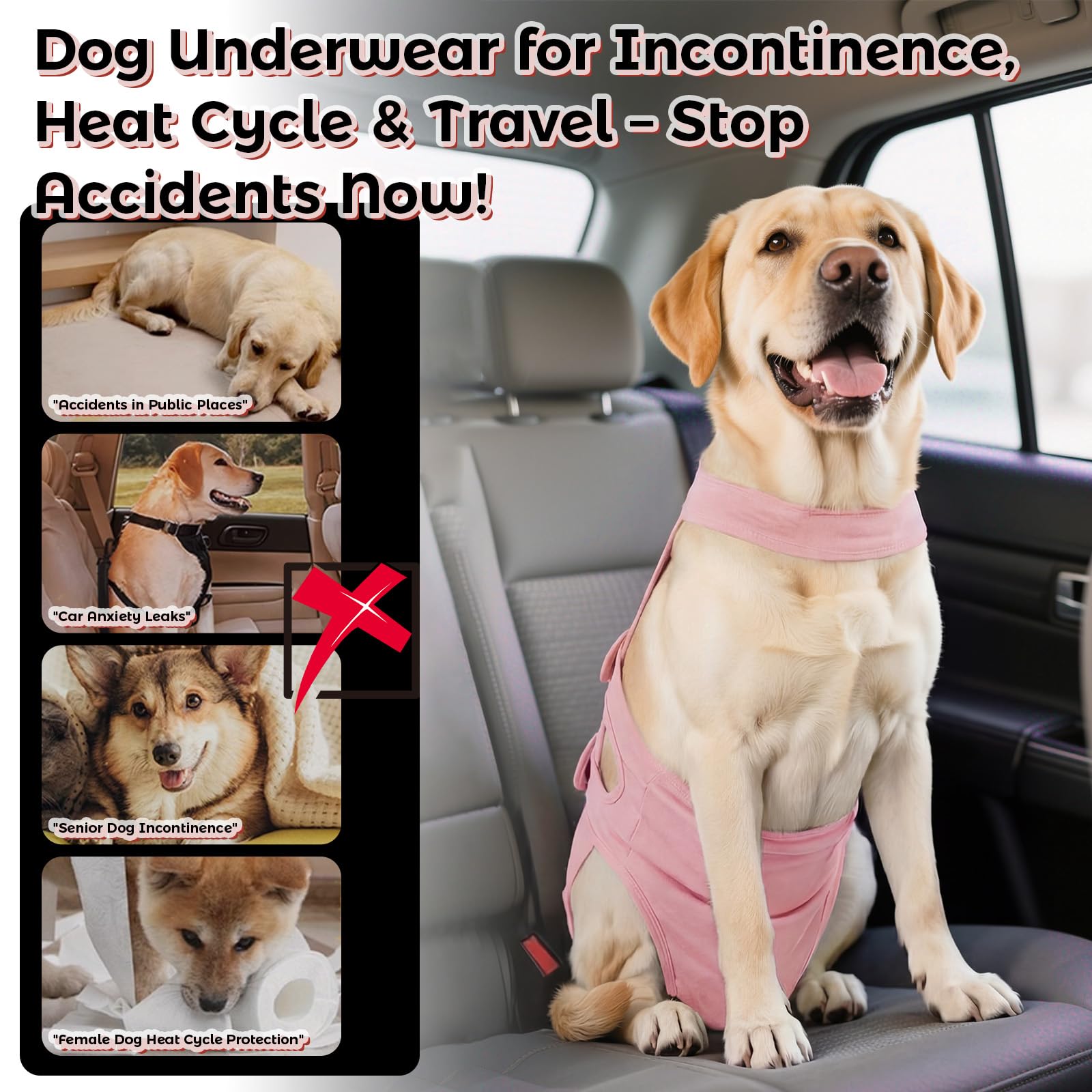 QBLEEV Pañales para perros hembras con tirantes ajustables, bragas sanitarias lavables para perros en celo o incontinencia, a prueba de escapes, reutilizable, ropa interior para mascotas de razas