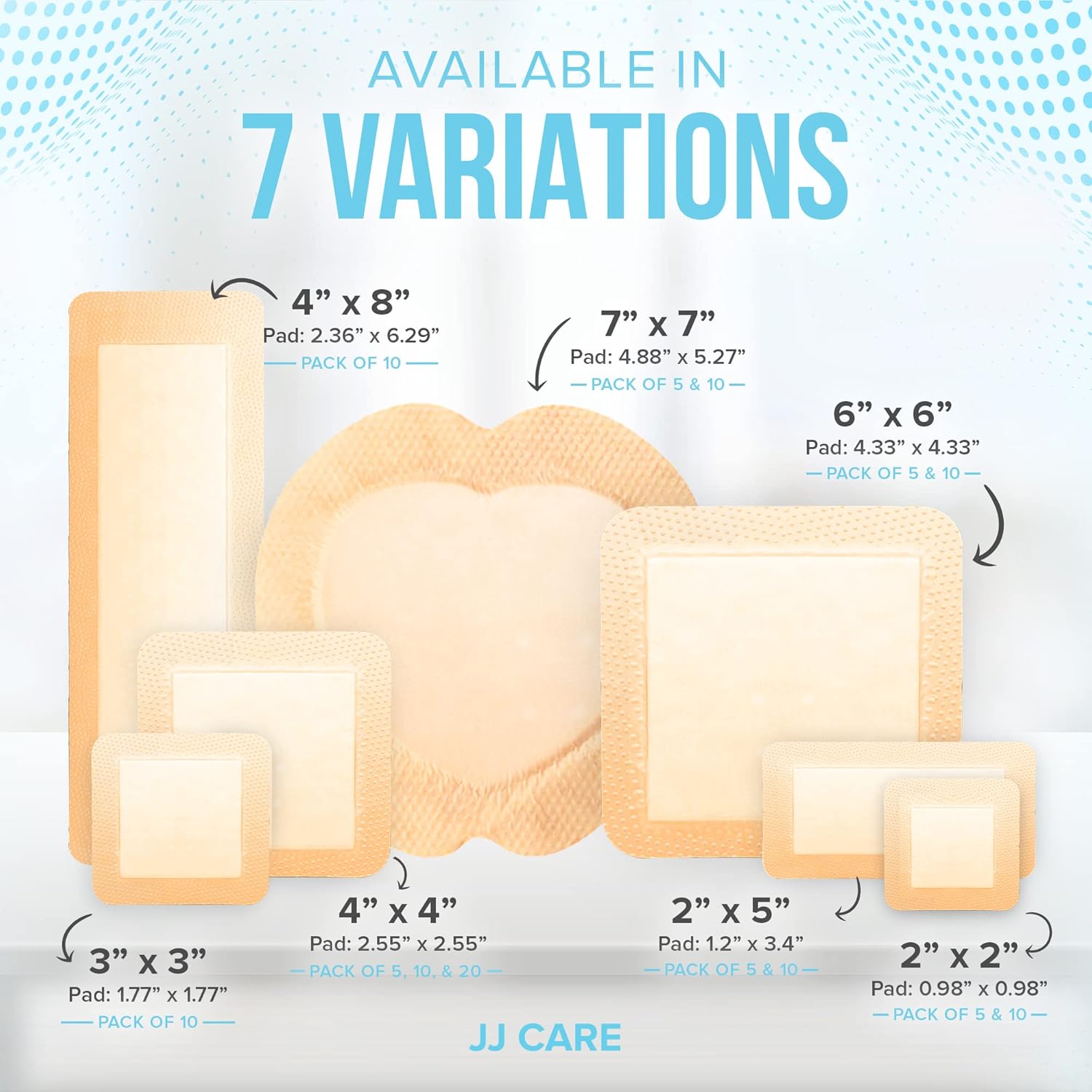 Buy JJ CARE Silicone Foam Dressing [Pack of 5], 4x4 Foam Wound Dressing