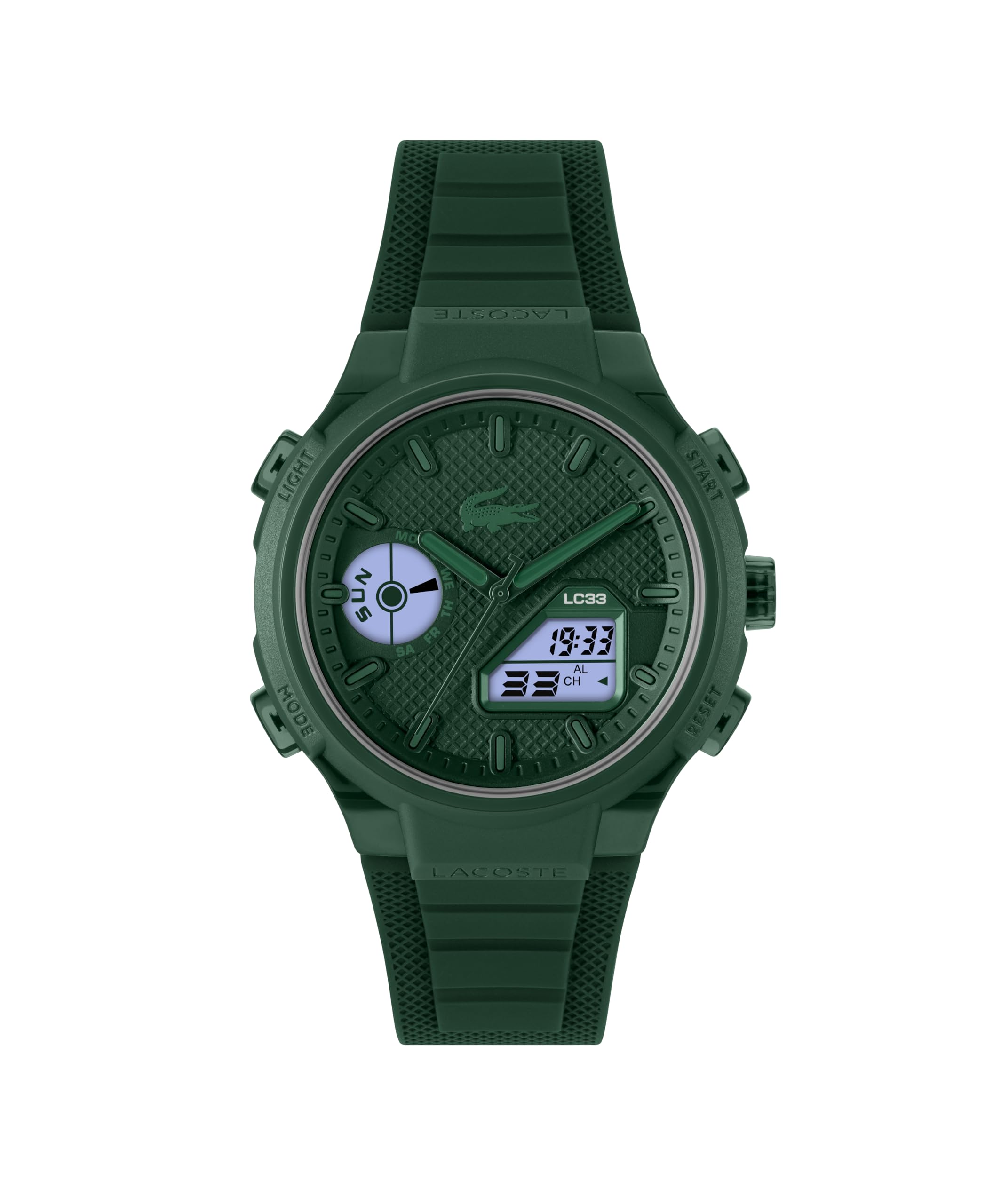 Lacoste Montre Quartz Multifonction Analogique-Digitale pour Homme Collection LC33 avec Bracelet en Silicone Vert - 2011449