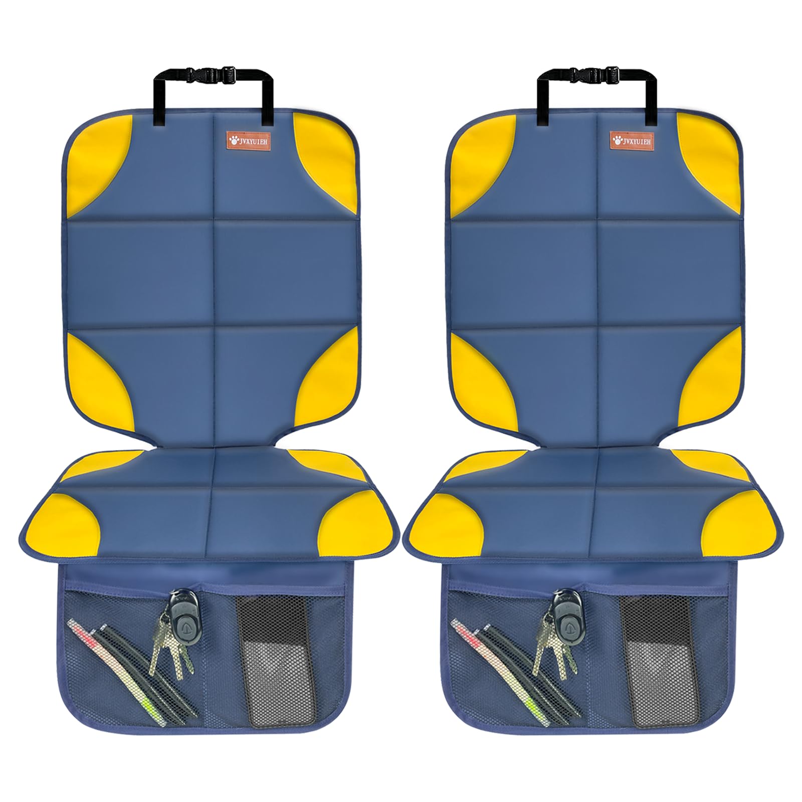 Car Seat Protector 2 Pack Car Seat Protectors for Baby Car Seat with 2 Mesh Storage Pockets Waterproof & Non-Slip 600D Fabric Auto Carseat Protector for Sedan, SUV, Truck Child Pet Carseat (2Pack)