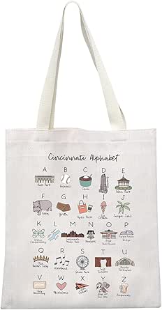 MEIKIUP Cincinnati Alphabet Tote Bag - Ohio Souvenir Travel Bag With Local Design