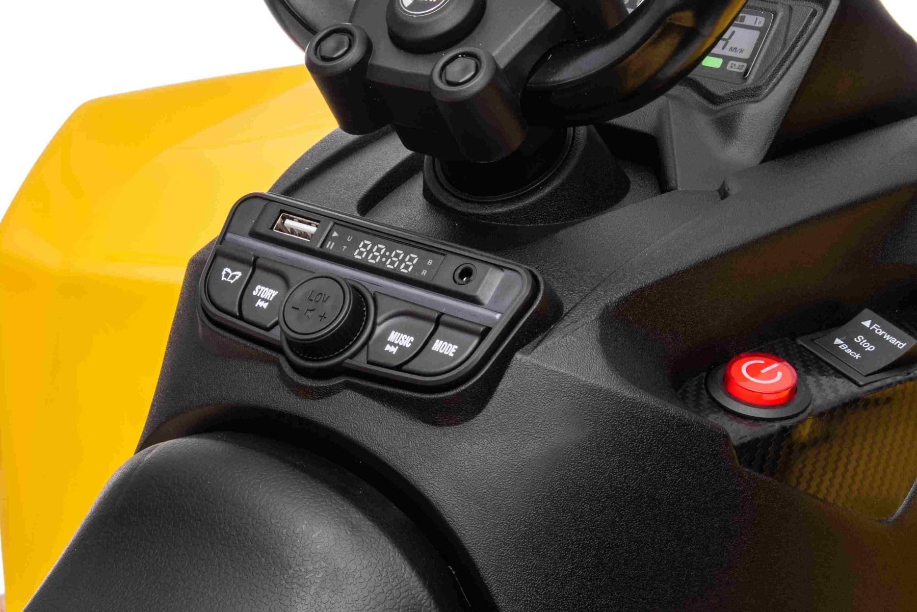 Quad électric Enfants 12V, Can-am Renegade, Kaki, Voiture électrique Enfants 12V, lumières LED, Batterie 12V, Moteurs 2 x 35W, Roues Souples en EVA, Lecteur MP3 avec entrée USB/AUX, sous Licence