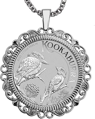 Authentic 2023 Australia 1/10 oz Platinum Kookaburra BU Uncirculated Coin 950 Platinum Bezel and Chain Necklace NEW