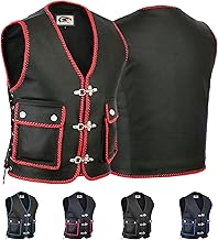 German Wear Leather Motorcycle Cowl Carabiner Leather Vest Biker Vest Motorcycle Vest Braided