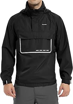 Amazon.com: KUTOOK Men's Waterproof Pullover Rain Jacket