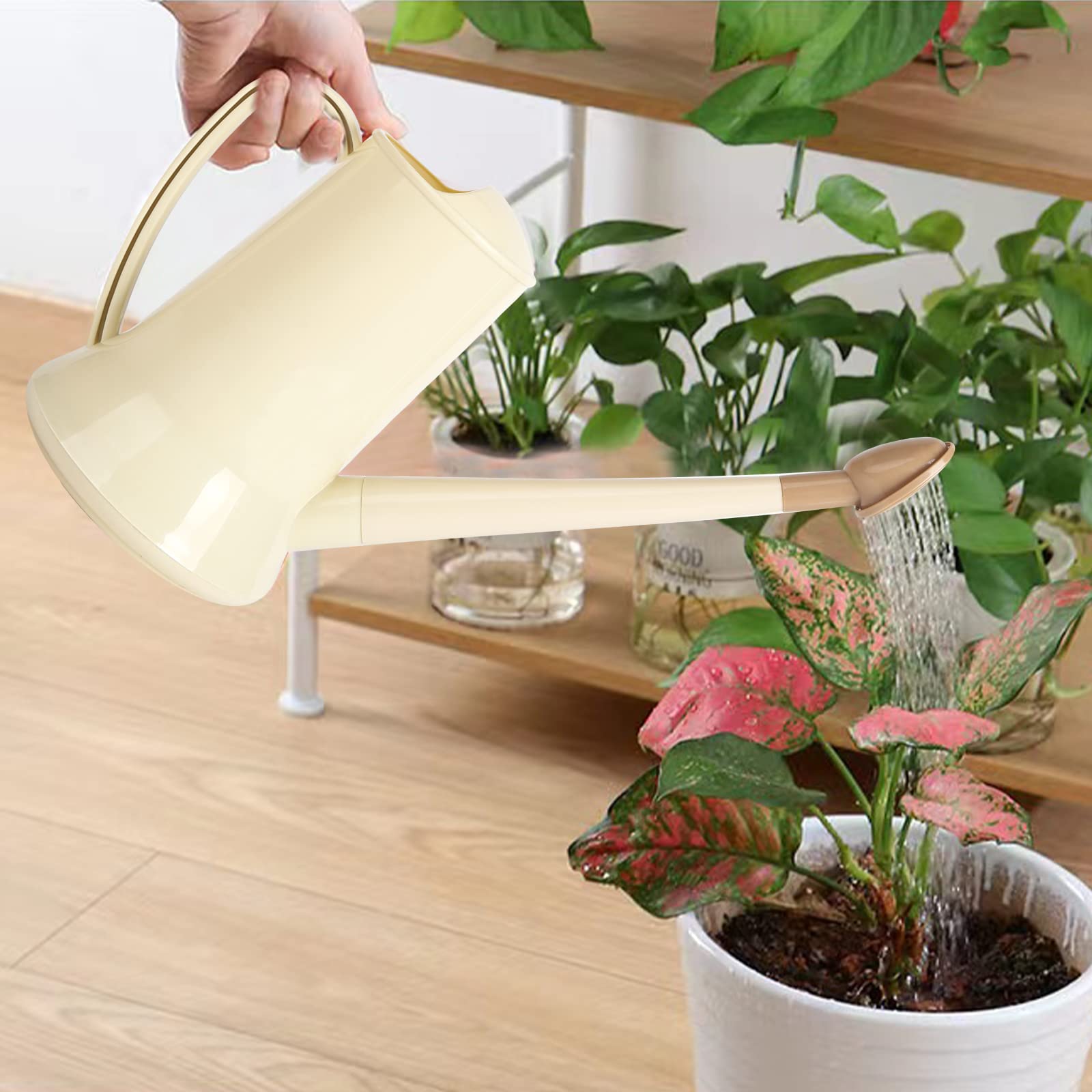 Annaffiatoio portatile da 2 l, per giardinaggio e giardinaggio, con beccuccio lungo, in plastica, strumenti per irrigazione (blu scuro, taglia unica