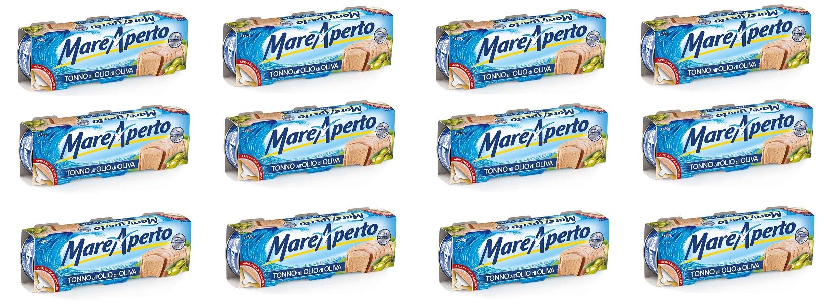 12x Mare Aperto Tonno all'olio di oliva Thunfisch in Olivenöl Thunfisch konserven wilder Thunfisch (3x70g)