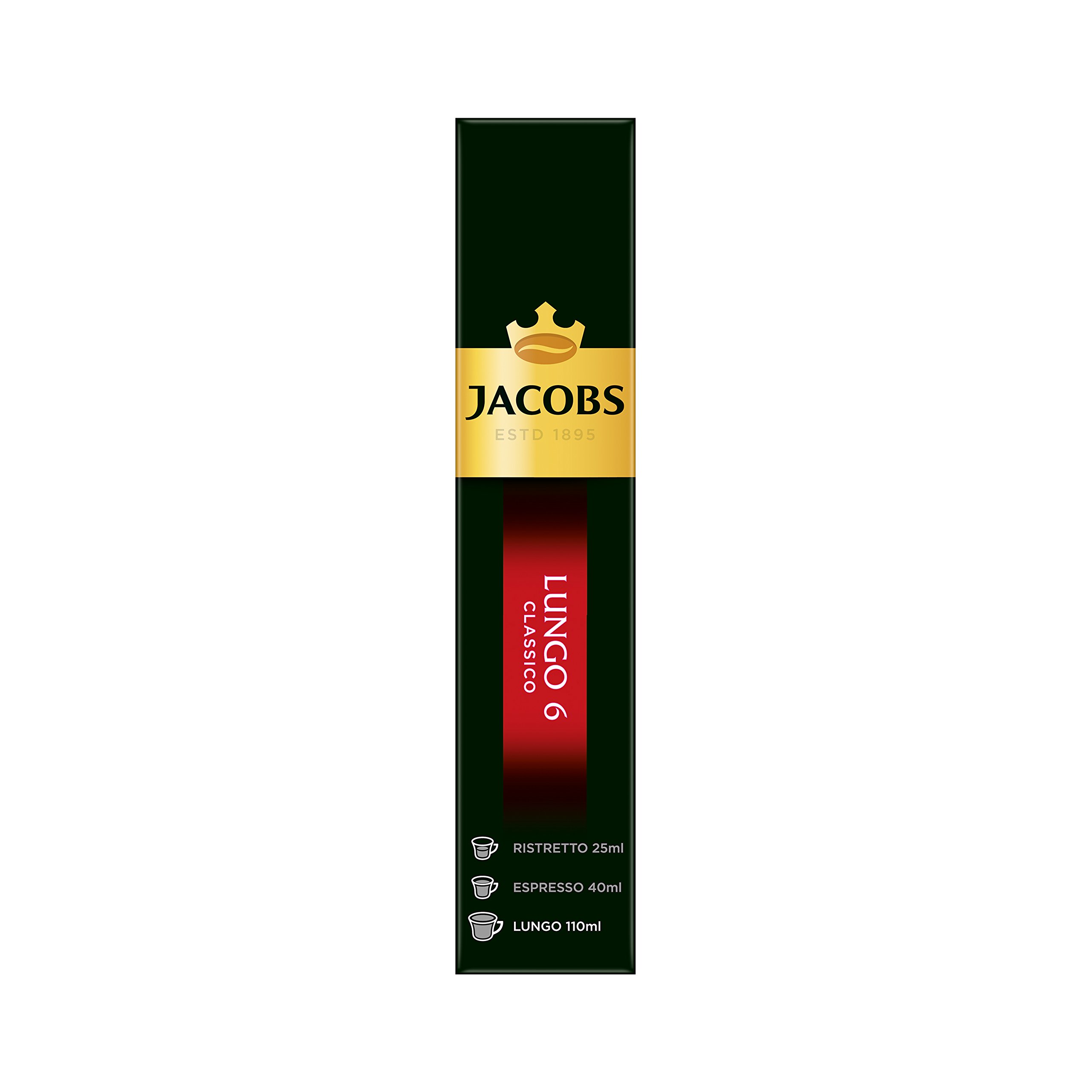 Jacobs Kapsułki kawy Lungo Classico, intensywność 6 na 12, 20 kapsułek Nespresso®* kompatybilne kapsułki, 10 x 20 napojów