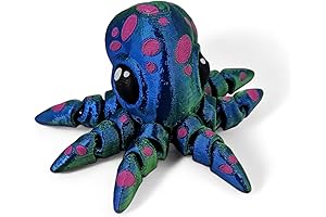 3D Printed Articulating Octopus Figurine - Stress-Relieving Mini Animal Art